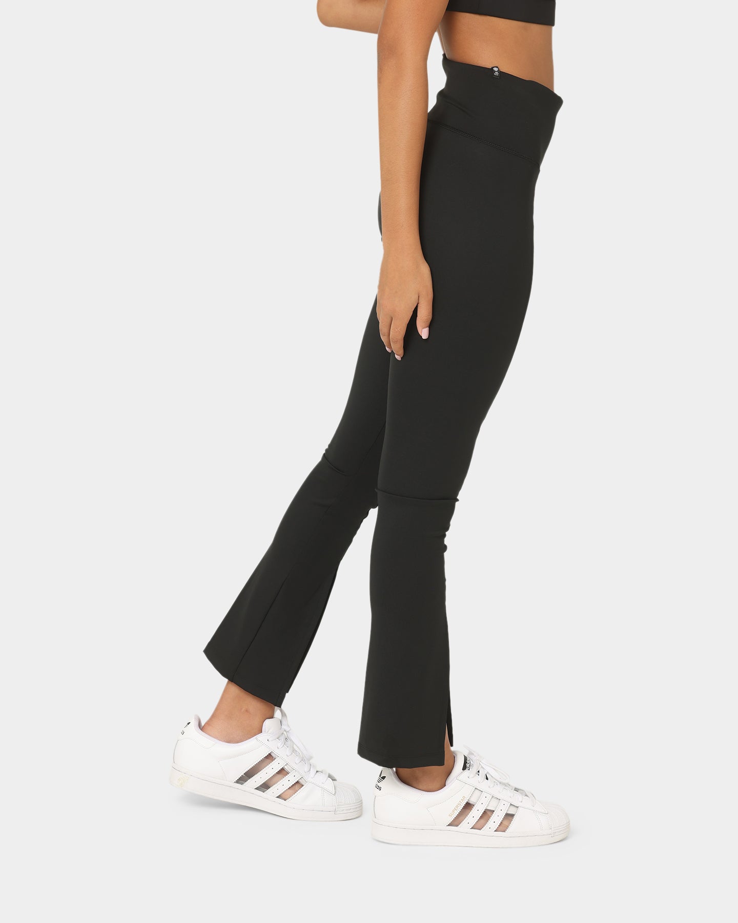Adidas Women's Open Hem Workout Tights - Black - High Waisted Yoga Pants for Running, Gym & Lounge Wear