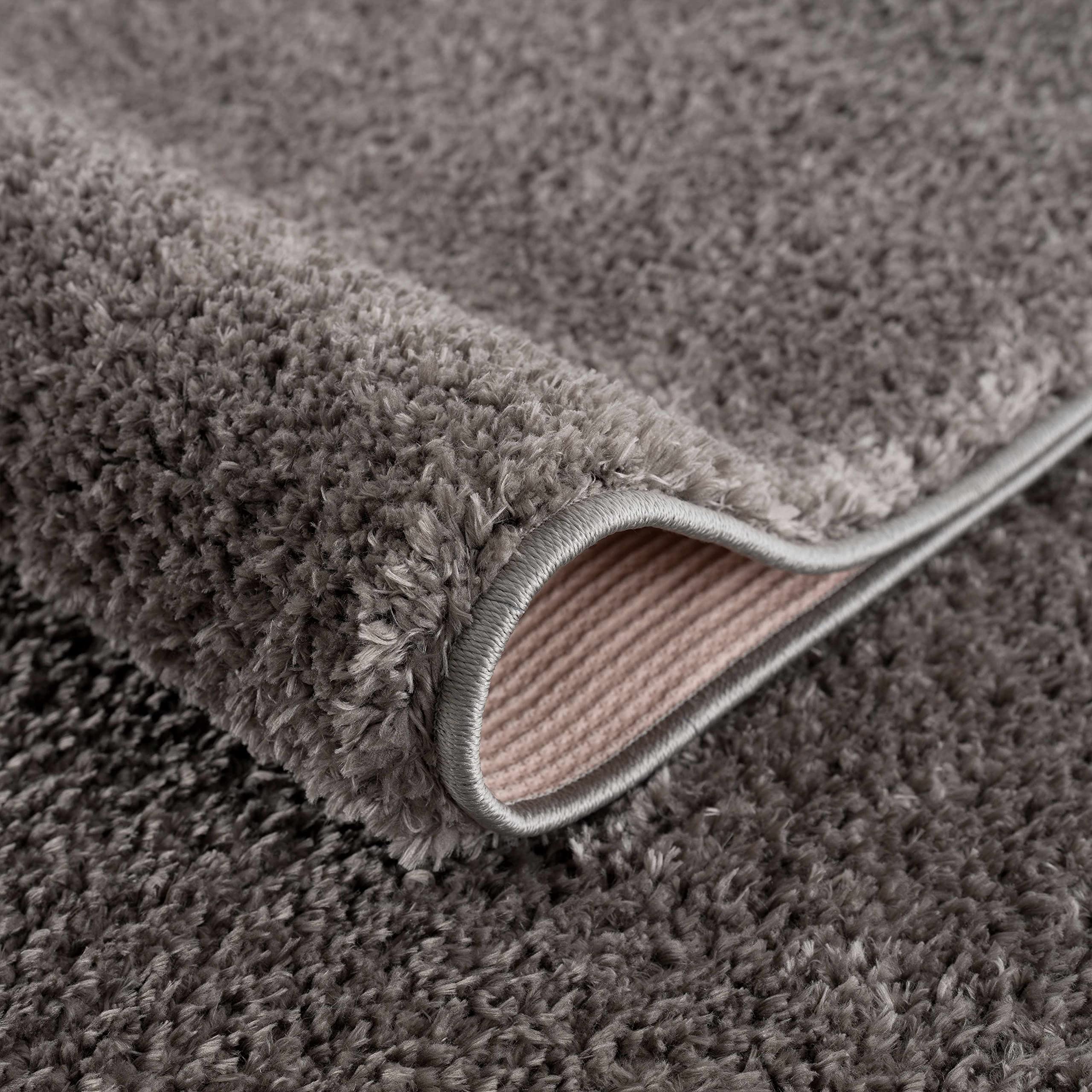 Machine Washable Solid Shag Rug - Soft Fluffy Plush High Pile Area Carpet for Living Room & Bedroom - Dark Grey 5'3