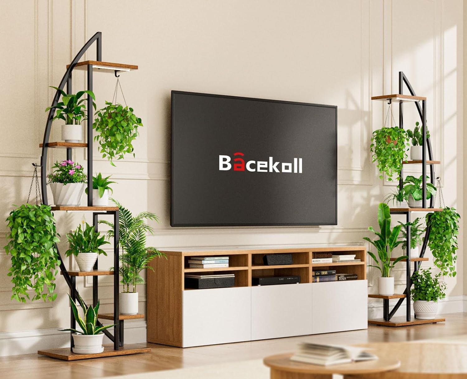 6 Tier Tall Metal Plant Stand with Grow Lights - 63