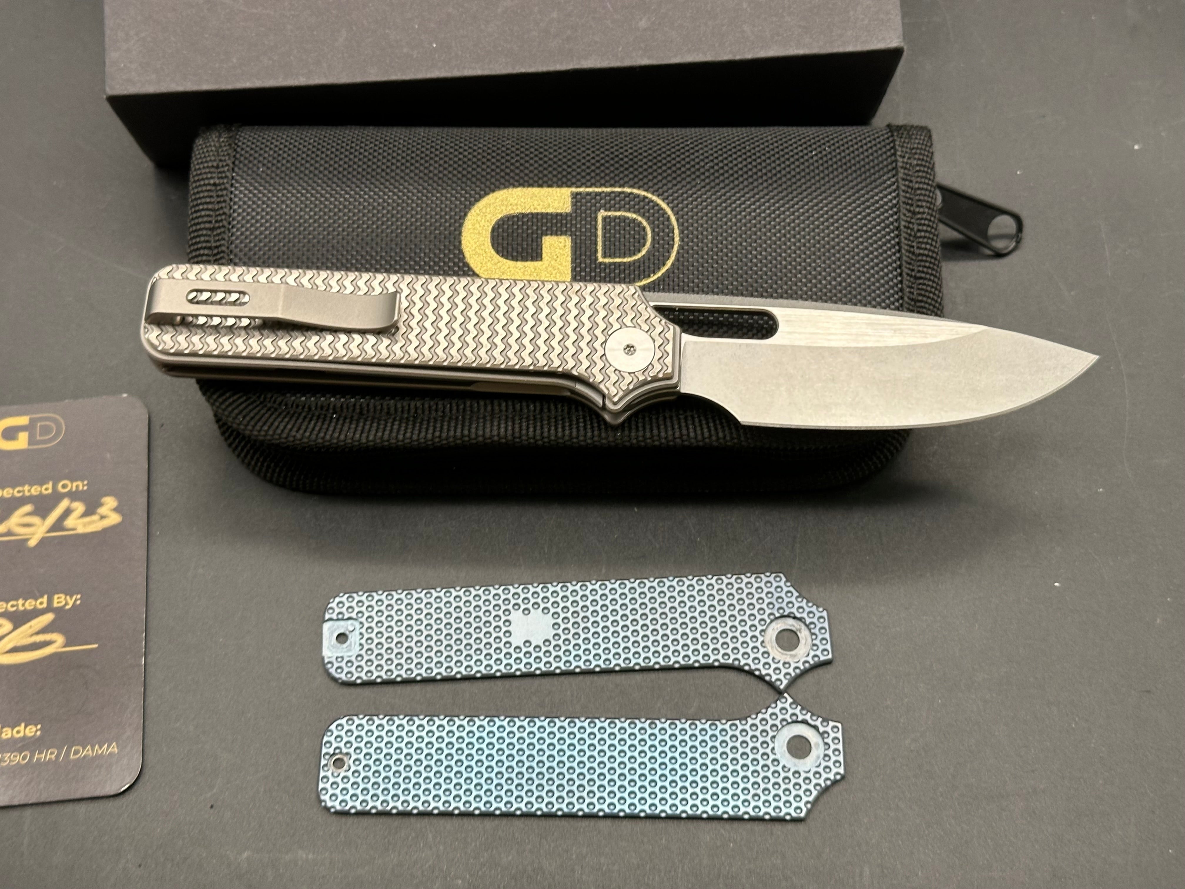 Premium Titanium Blue Dimpled Pocket Knife Scale - Durable & Lightweight for EDC, Outdoor Adventures & Camping