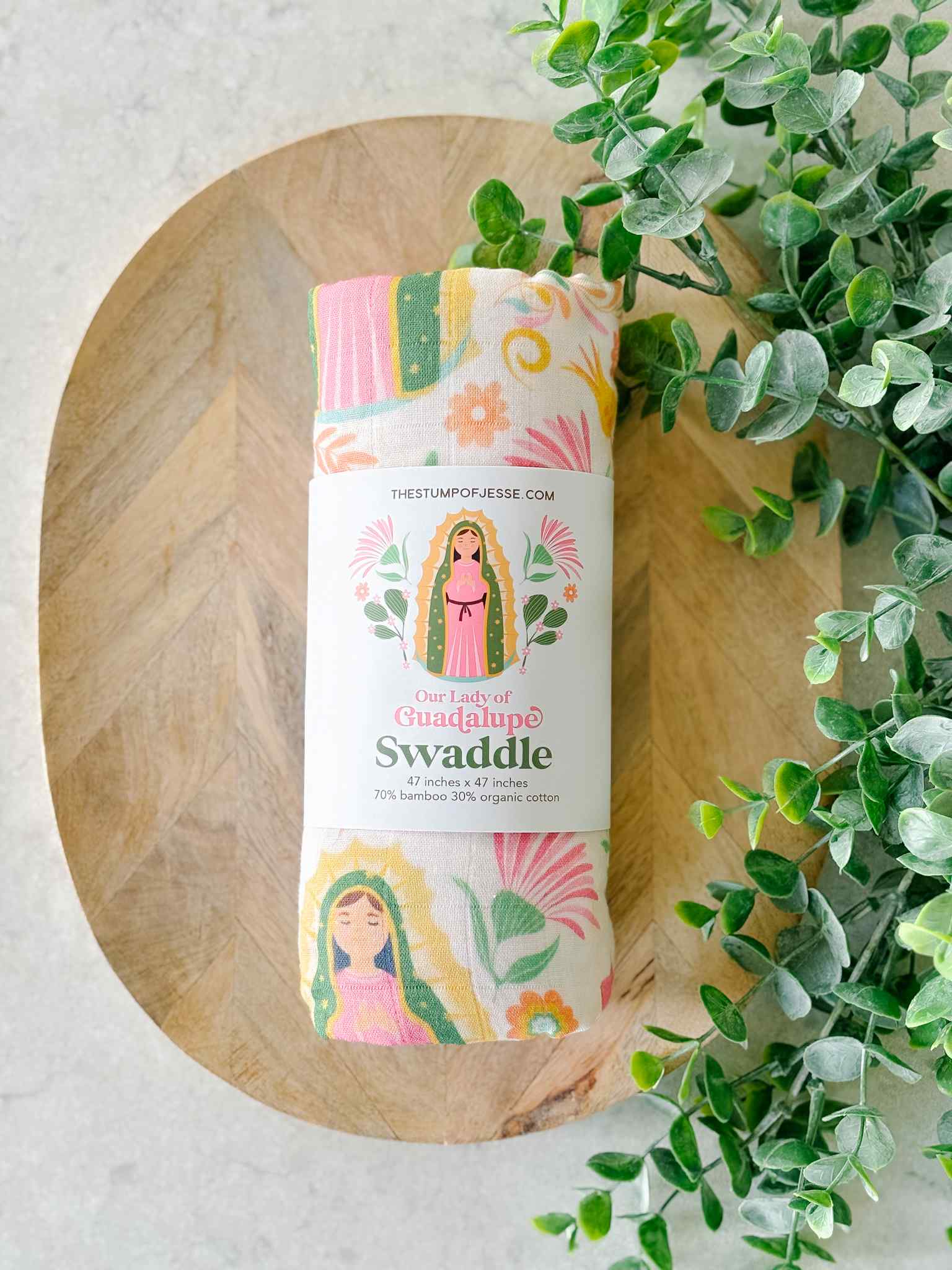 Our Lady of Guadalupe Muslin Swaddle Blanket - Soft Baby Swaddling Wrap for Newborns - Perfect for Baptism, First Communion & Religious Celebrations