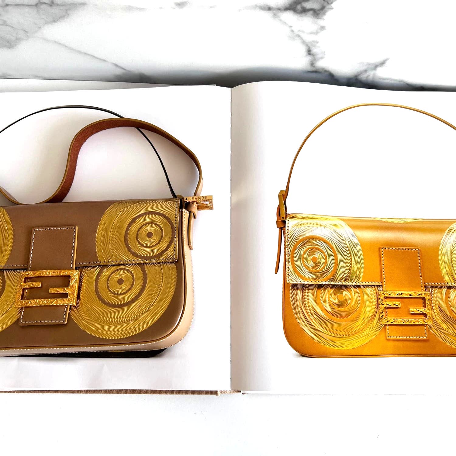 Vintage Fendi Gold Swirl Pattern Baguette Bag from 2000-2001 | Authentic Designer Shoulder Purse for Women | Perfect for Parties, Date Nights & Fashion Events