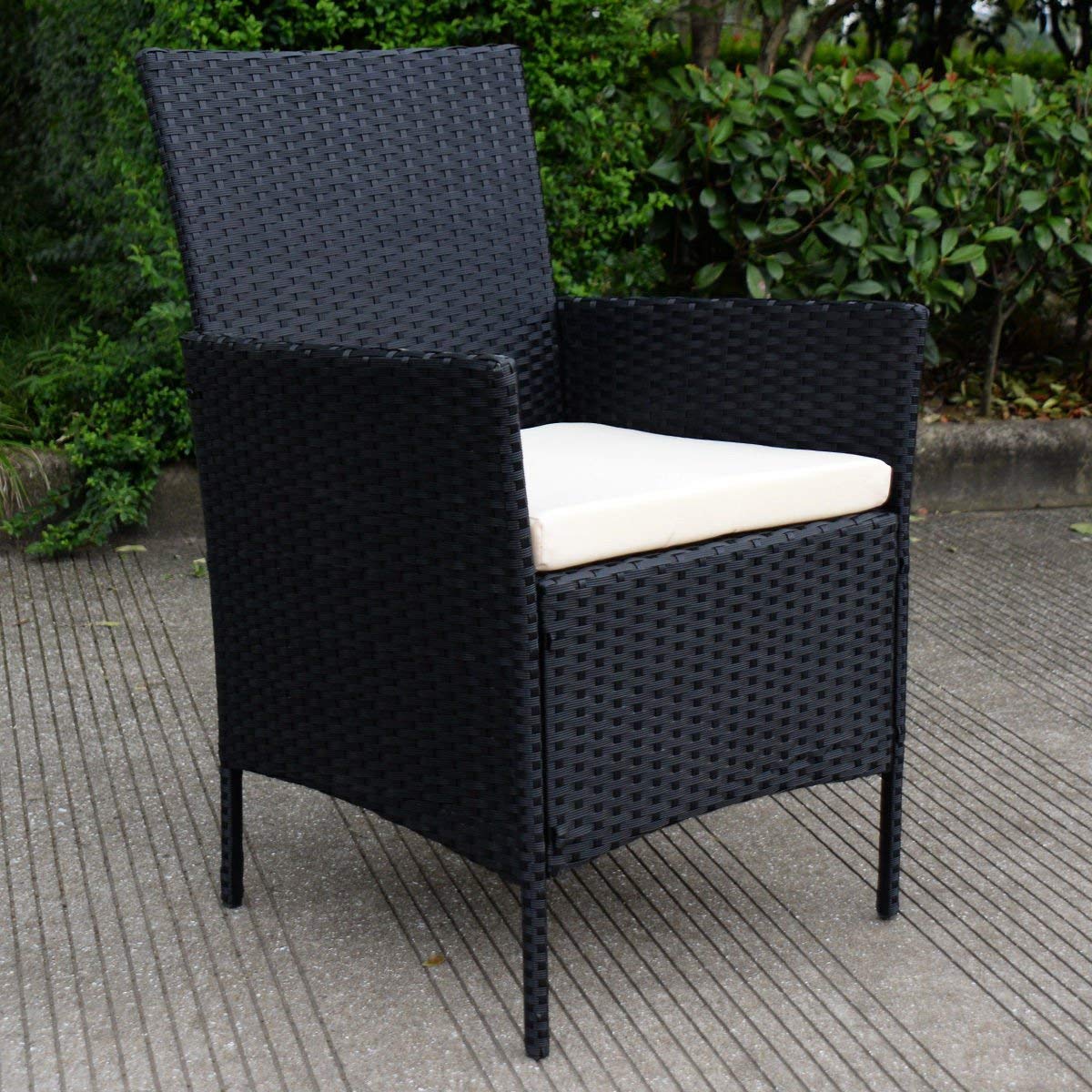 4-Piece Outdoor Rattan Furniture Set - Garden Patio Balcony Wicker Sofa & Chair Set with Removable Cushions & Coffee Table in Black - Perfect for Backyard, Poolside, and Terrace Relaxation