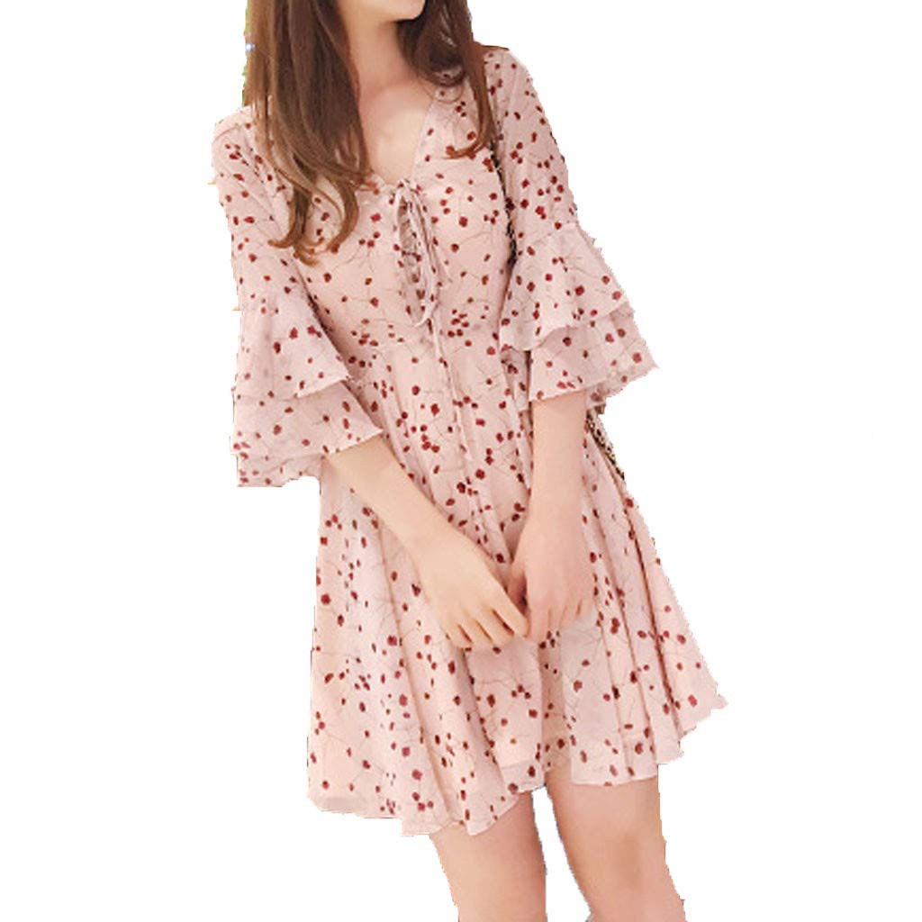 Women's Summer Casual Floral Sundress - Retro Vintage Short Dress for Beach, Holiday & Vacation Wear