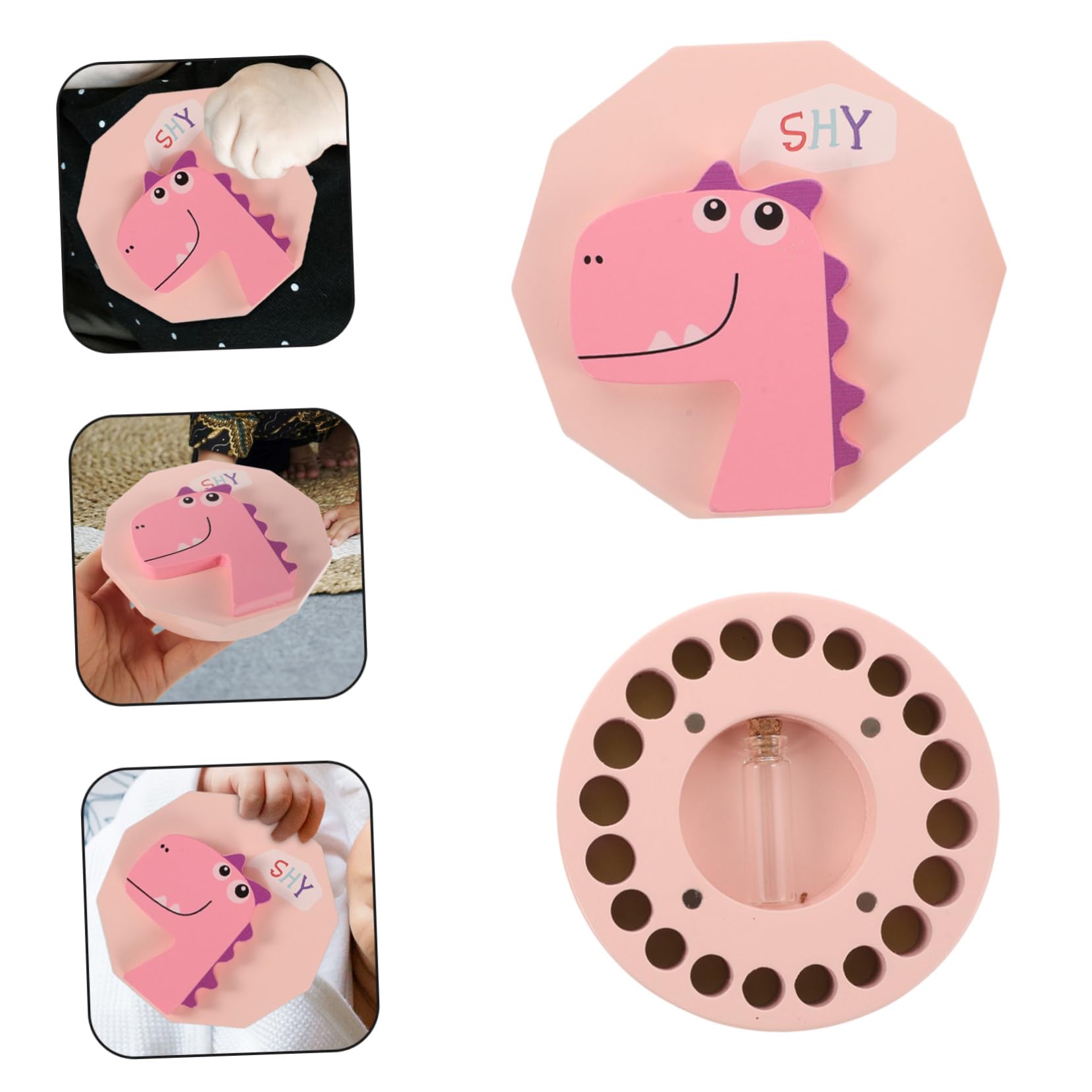 Toyvian 5pcs Wooden Tooth Keepsake Box Set - Pink Baby Teeth Storage Organizer Case for First Tooth, Tooth Fairy Gifts & Childhood Memories (Perfect for Nursery, Baby Showers & Memory Keeping)