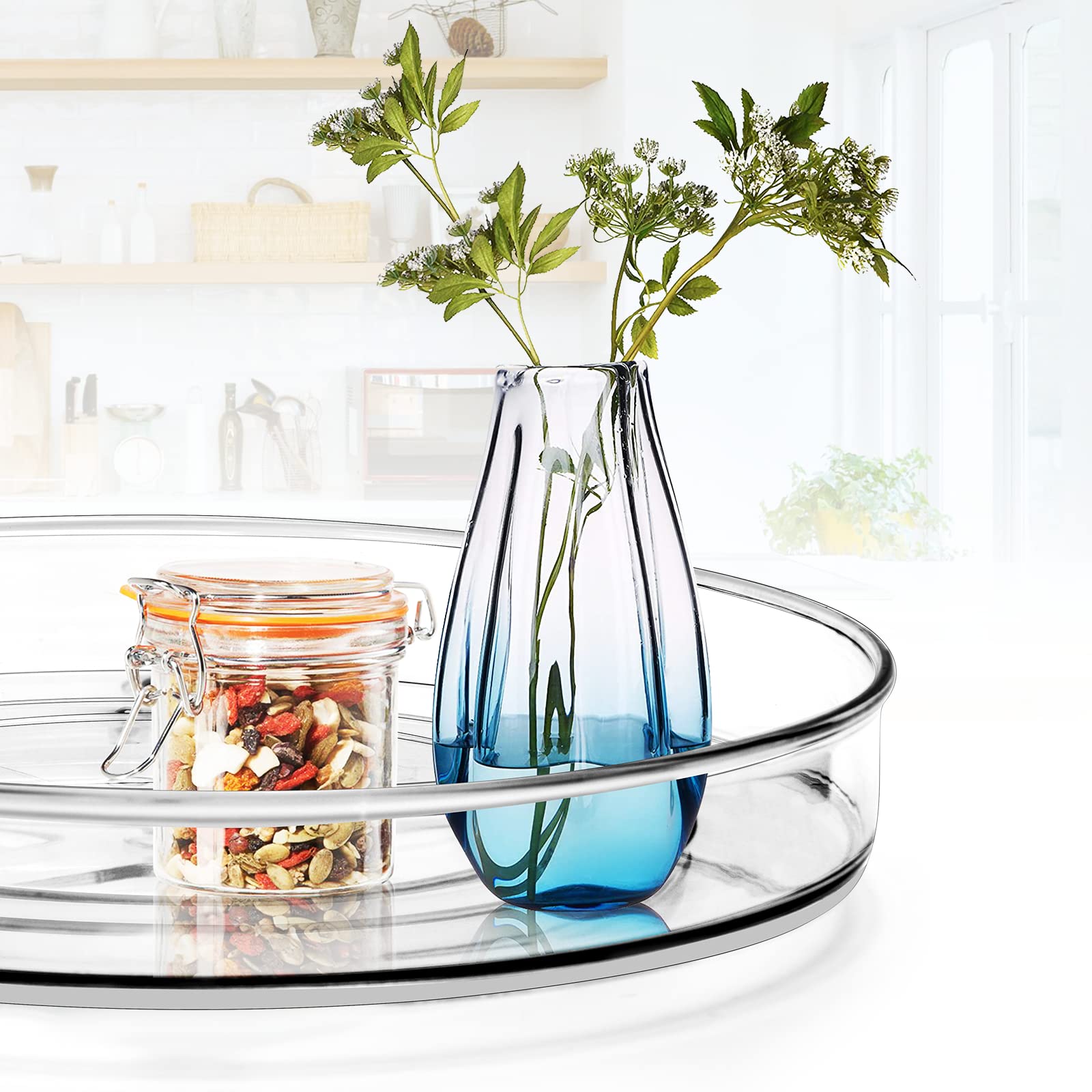 2-Pack 9-Inch Clear Lazy Susan Turntable Organizer - Durable Spinning Cabinet Storage for Kitchen Pantry, Bathroom & Countertop - Perfect for Spice Jars, Cosmetics & Kitchen Supplies Organization by TLC Depot