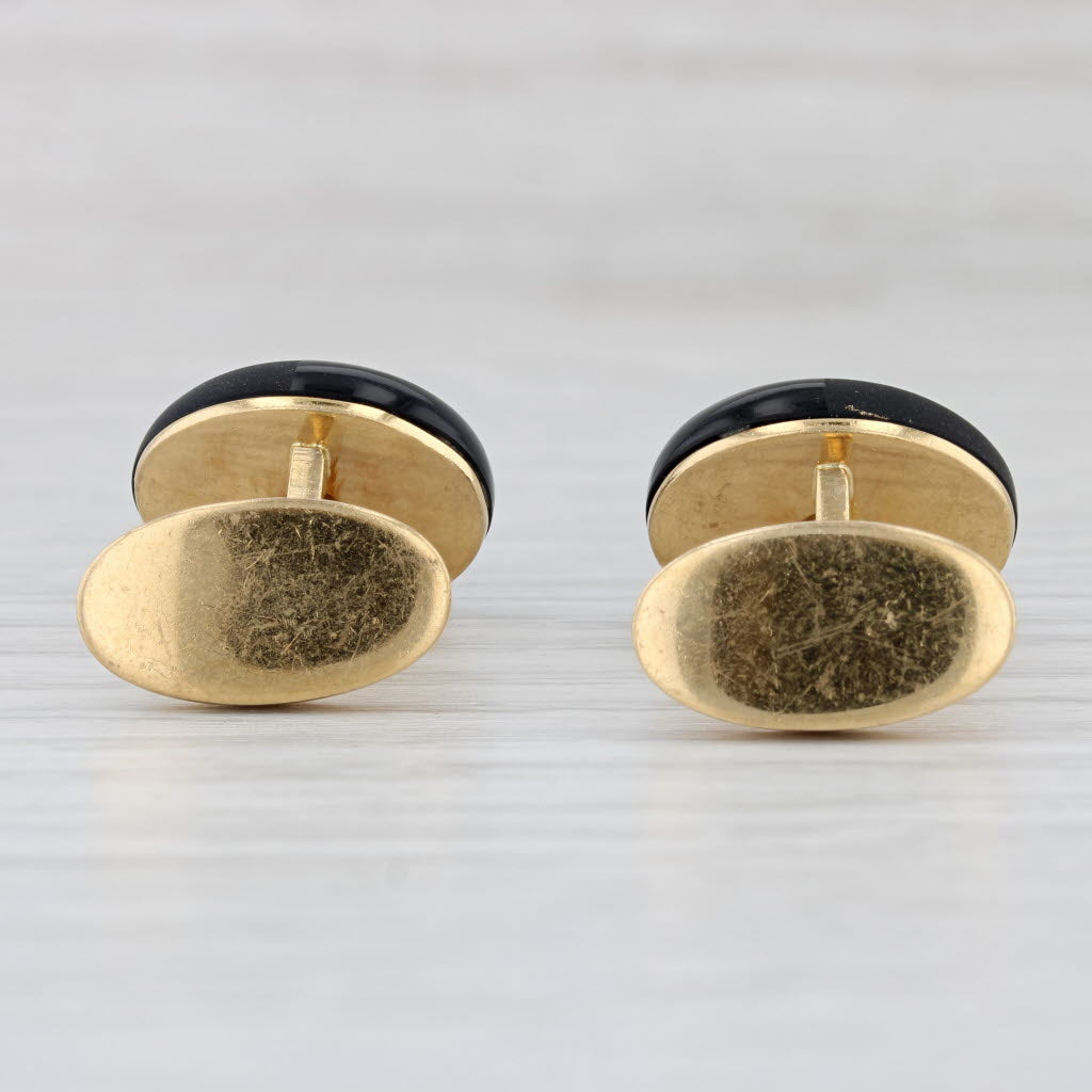 0.25ctw Diamond & Onyx Cufflinks and Shirt Studs Set - 18k Gold Men's Formal Wear Accessories for Weddings, Business Meetings & Special Occasions