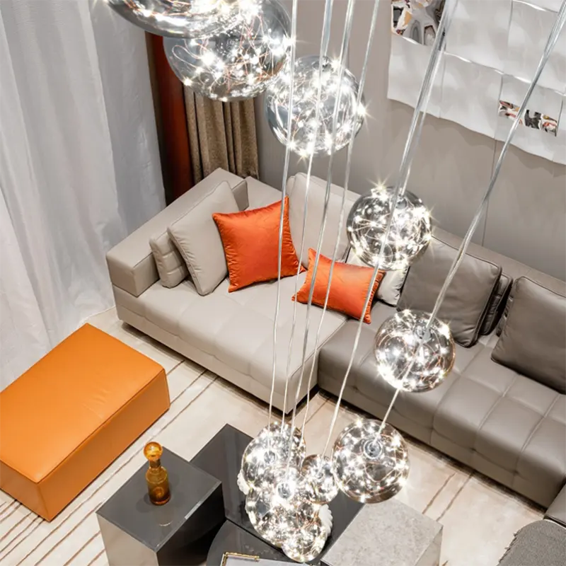 Modern Spiral Chandelier - Elegant Staircase Lighting Fixture for Home & Hotel Decor | Perfect for Foyers, Living Rooms and Grand Entrances