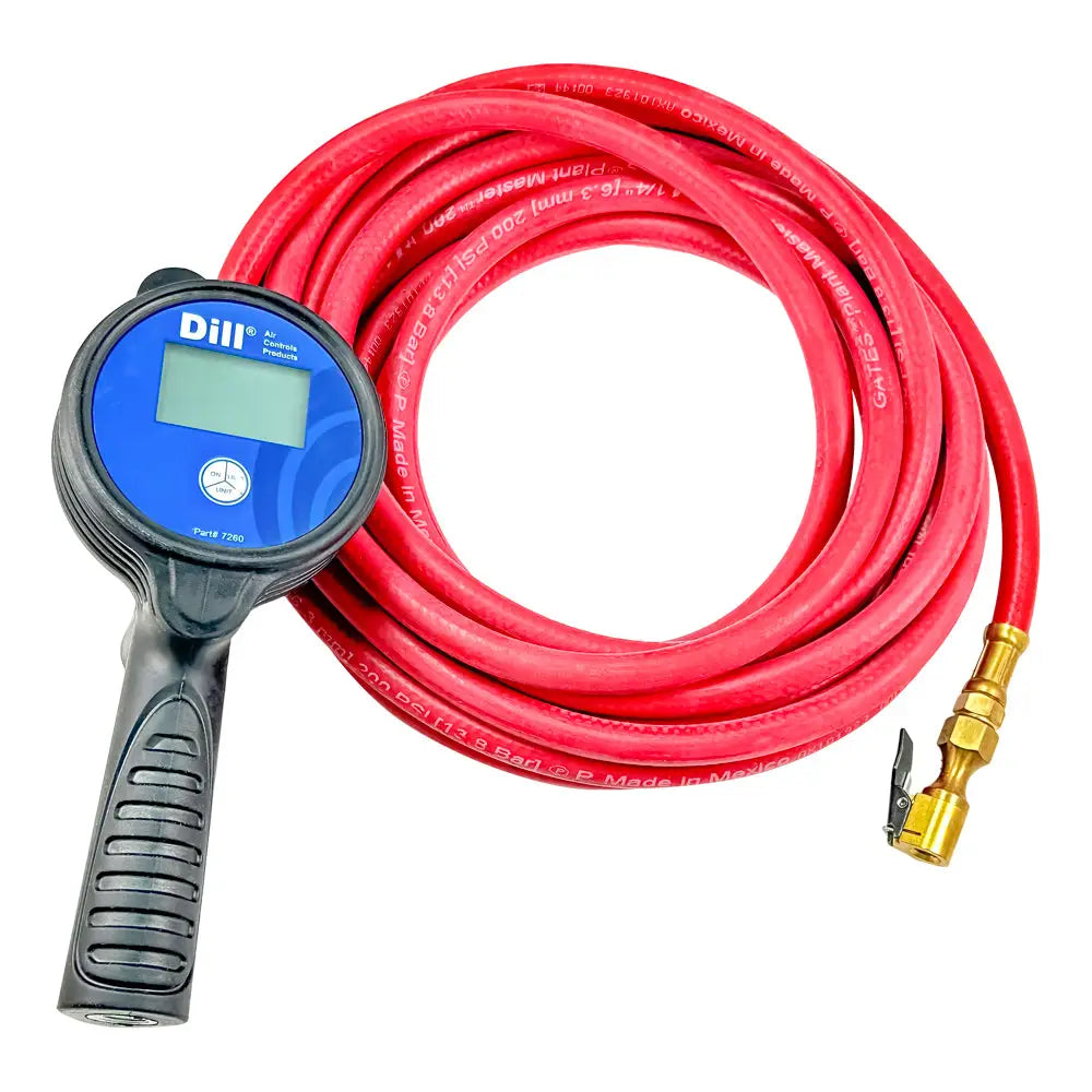 Dill Digital Inflator with 20 ft Hose & Euro Chuck - 7260 20 6293E - Perfect for Car Tires, Bicycles, Sports Equipment and Inflatables