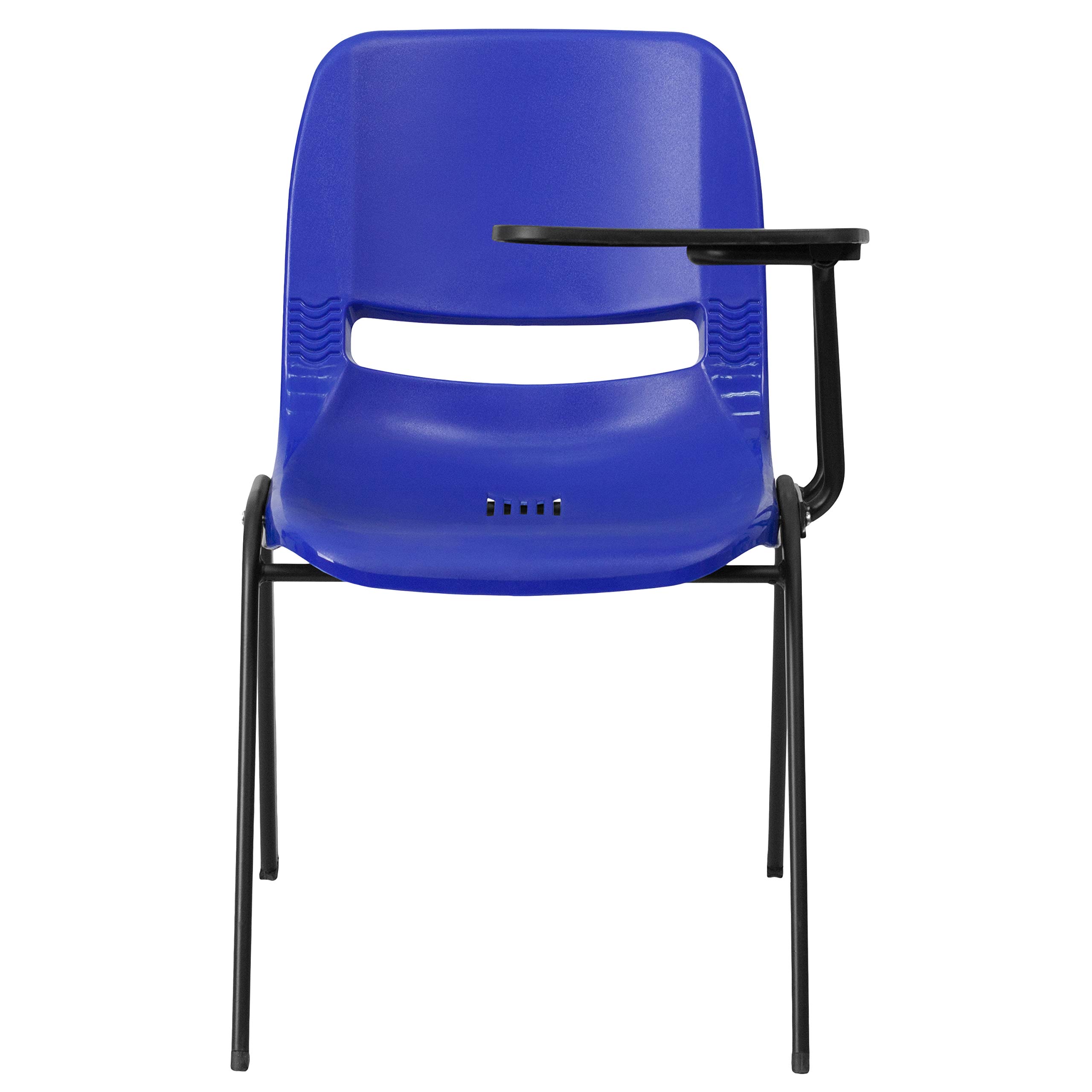 Blue Ergonomic Shell Chair with Left-Handed Flip-Up Tablet Arm - Adjustable Office Desk Chair for Home & Work | Perfect for Remote Work, Gaming & Study