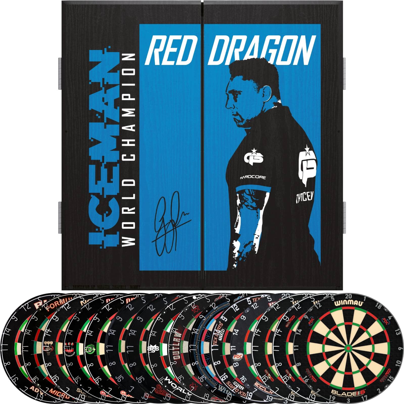 Gerwyn Price Dartboard Cabinet & Dartboard Set - Professional Bristle Dartboard with Cabinet - Perfect for Home, Bar, or Game Room Entertainment