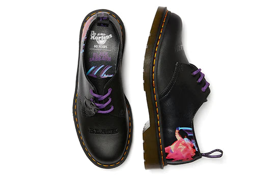 Dr. Martens 1461 Black Sabbath Paranoid Oxford Shoes - Black & Multi Color - Smooth Leather & Straw Backhand - Perfect for Punk Rock & Gothic Fashion