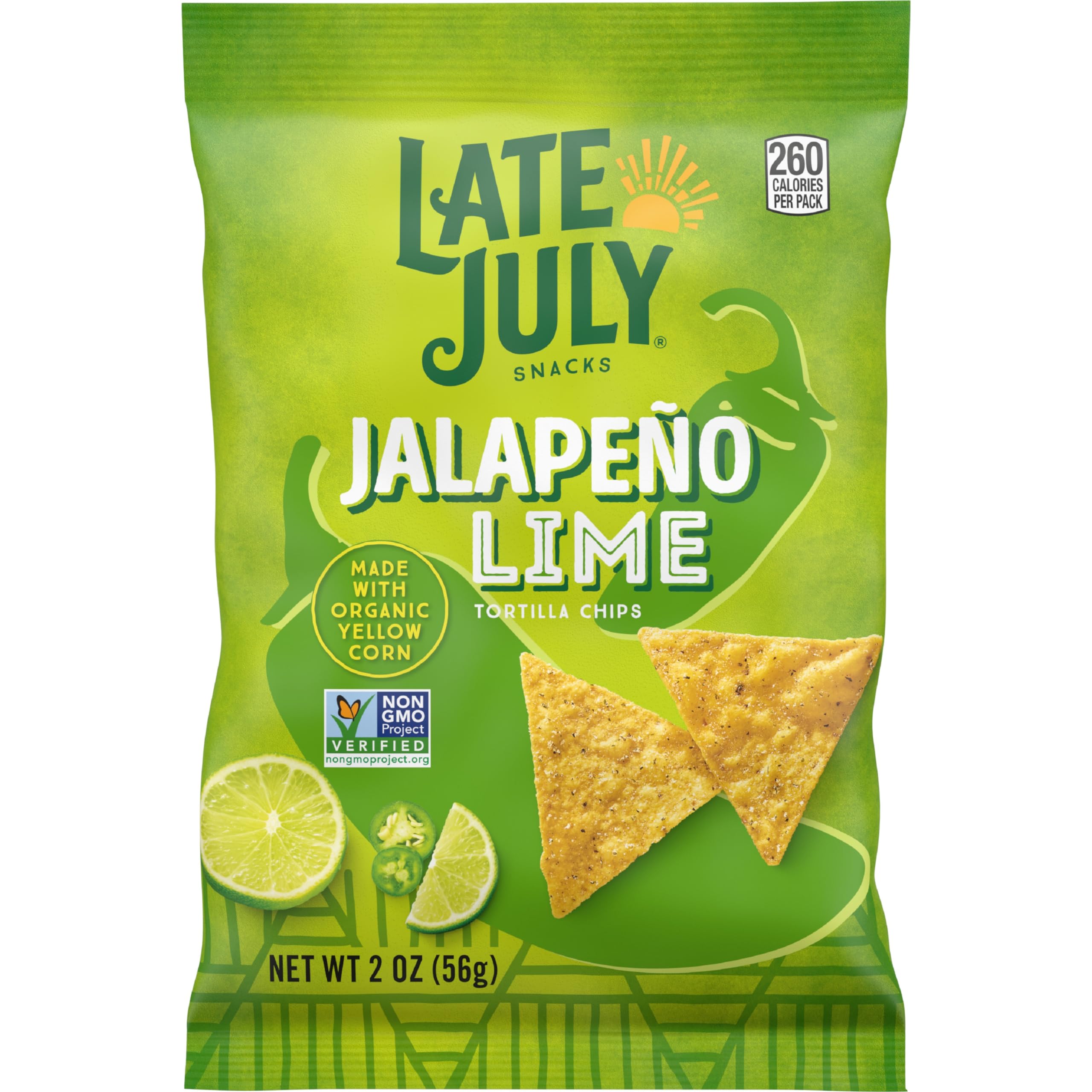 Late July Organic Jalapeño Lime Tortilla Chips - Gluten Free, Non-GMO, 2oz Snack Bags (Pack of 6) - Perfect for Parties, Picnics & Healthy On-the-Go Snacking