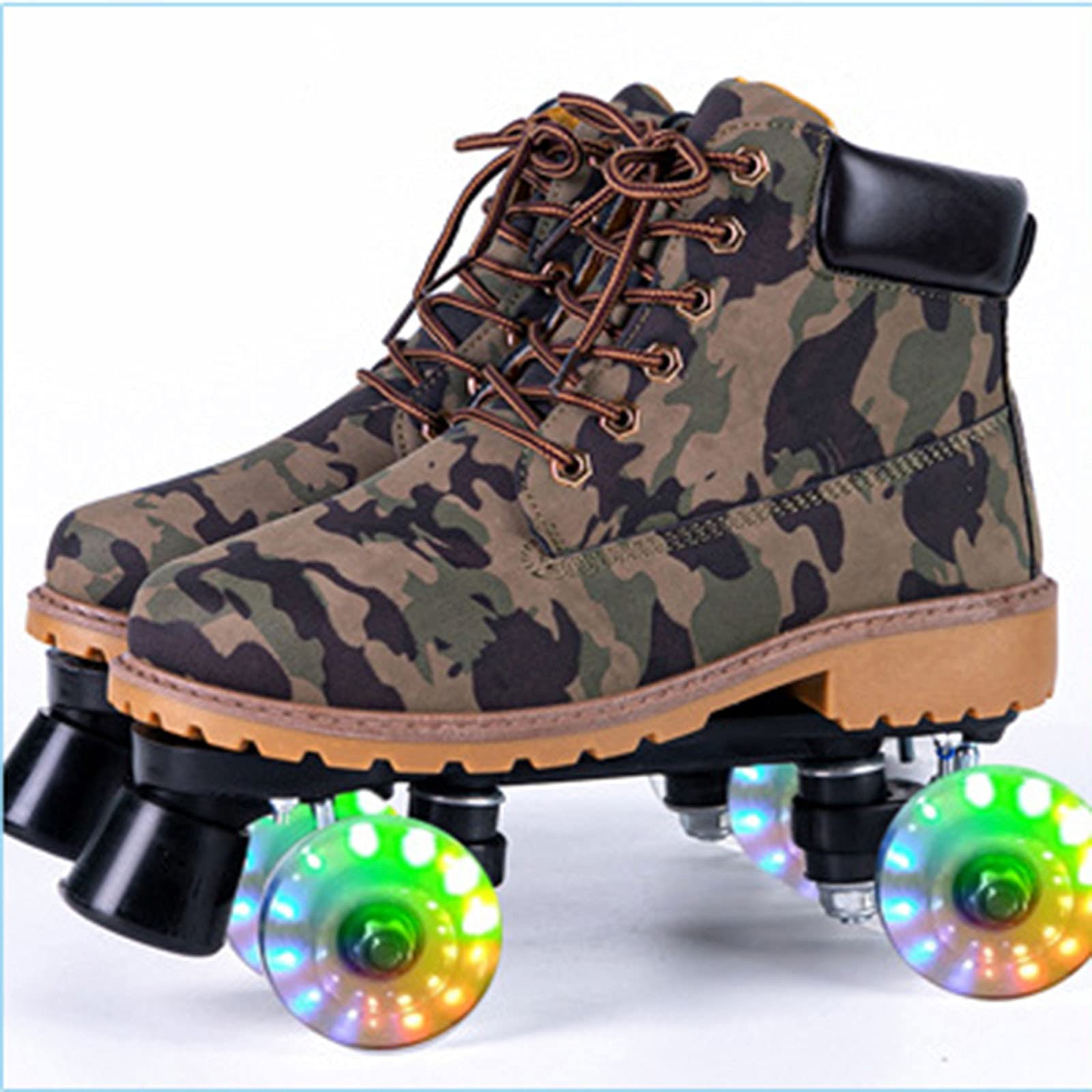 CHSSIH Roller Skates for Adults & Kids - Adjustable Outdoor Sports Skates with Wheels for Men & Women - Camouflage Design Sneaker Rollerblades - Perfect for Park, Rink & Street Skating