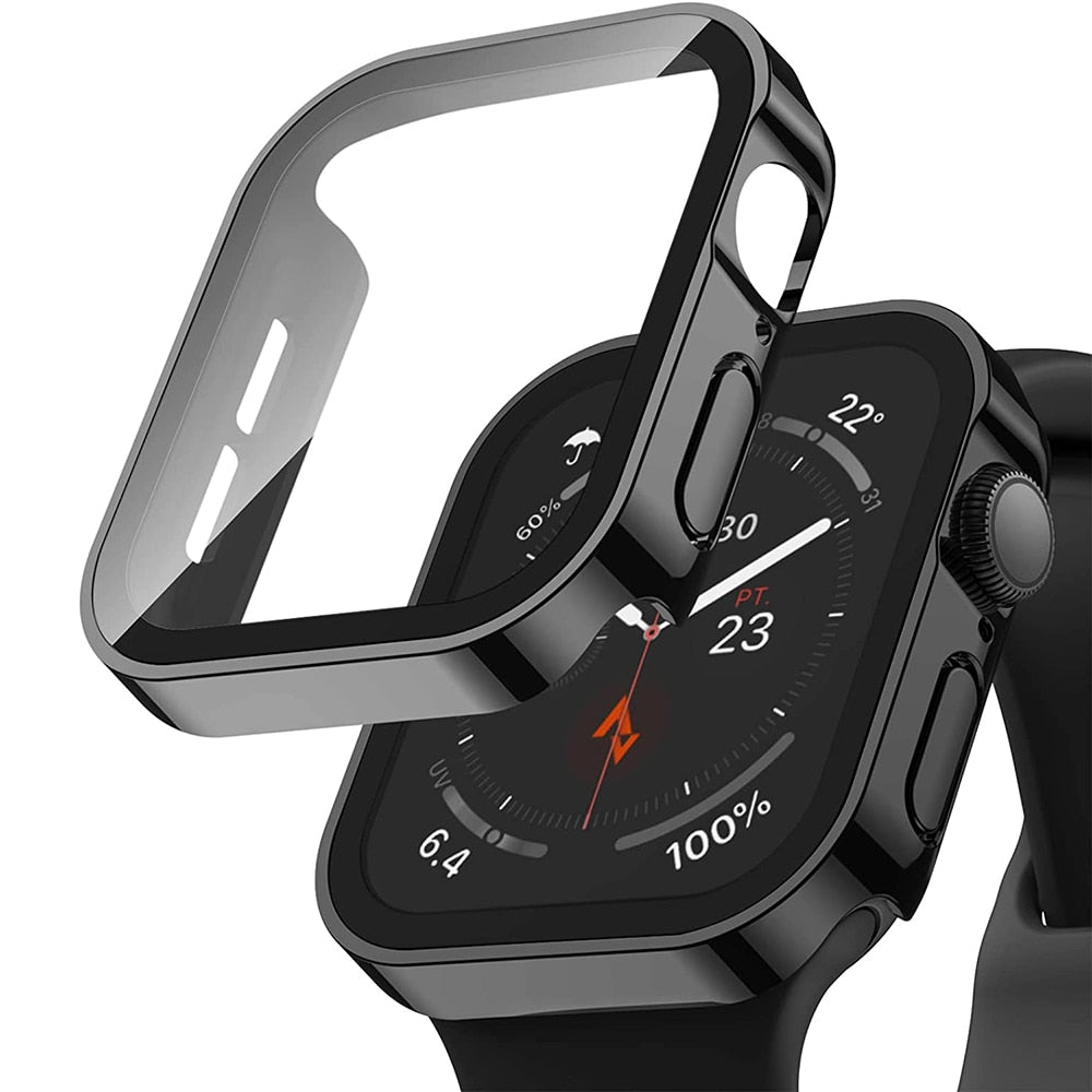 Premium Tempered Glass Case for Apple Watch Series 8/7/6/SE - Slim Protective Cover with Stylish Design for Everyday Wear & Workout Protection