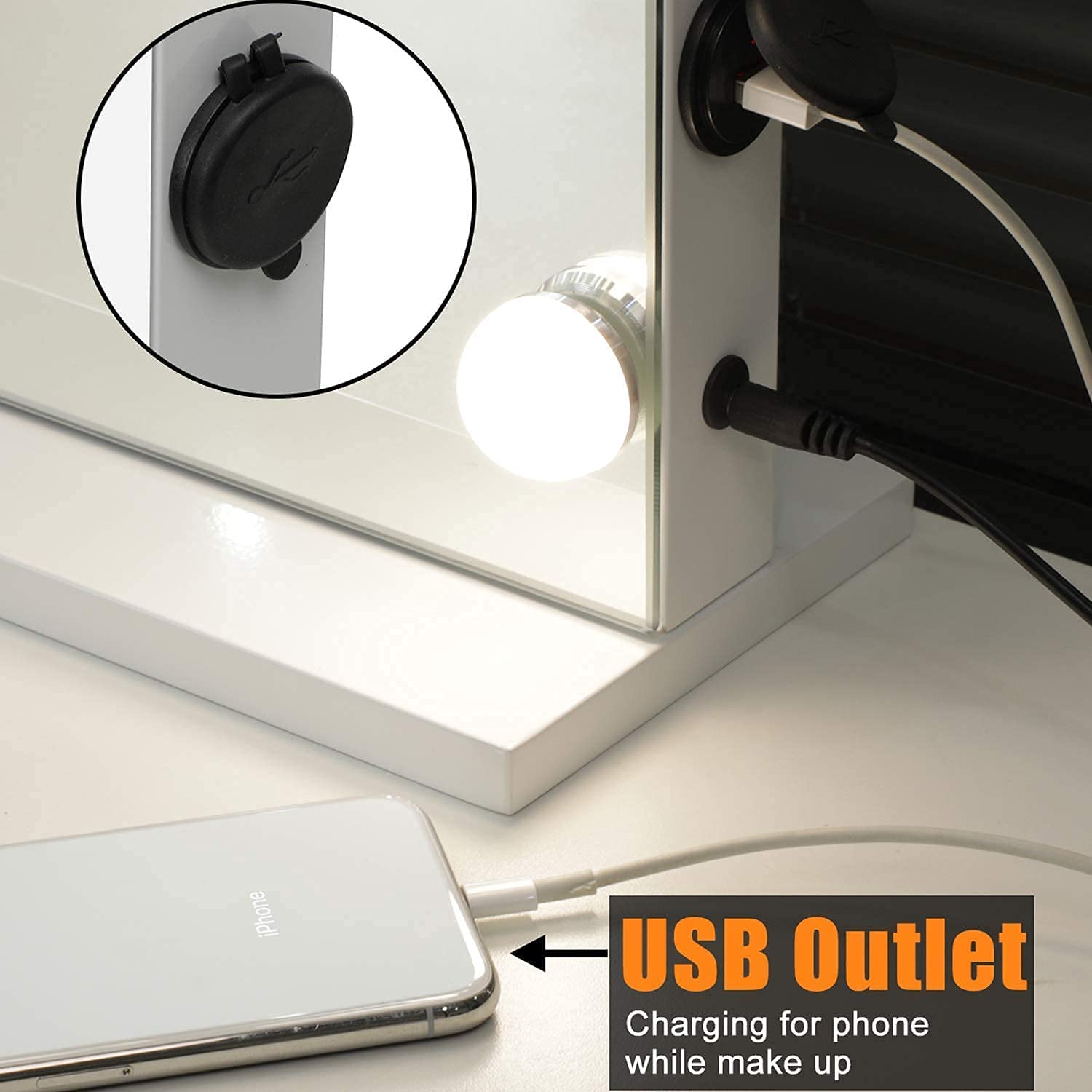 Hollywood Vanity Mirror with LED Lights - Professional Makeup Mirror with Adjustable Brightness, Touch Control & 58x46CM Large Mirror for Makeup Application (Black) - Perfect for Home Dressing Room, Beauty Salon & Professional Makeup Artists