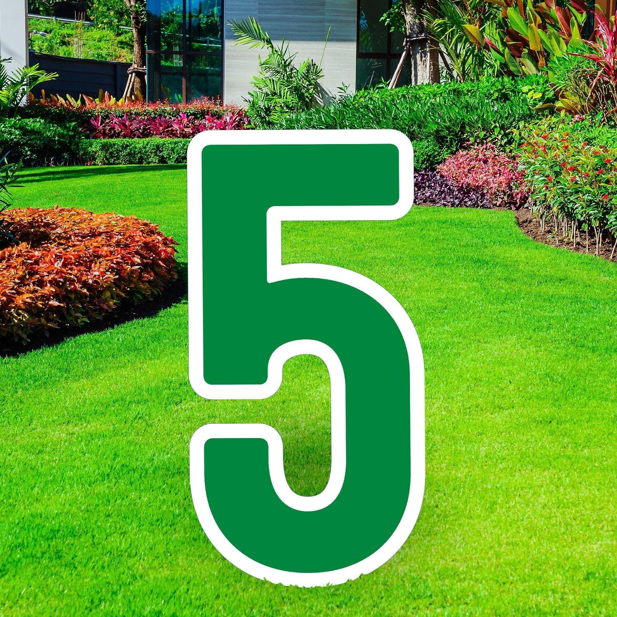Giant Festive Green Corrugated Plastic Number 5 Yard Sign - 30 Inch Personalized Party Decoration for Birthdays, Graduations & Outdoor Events