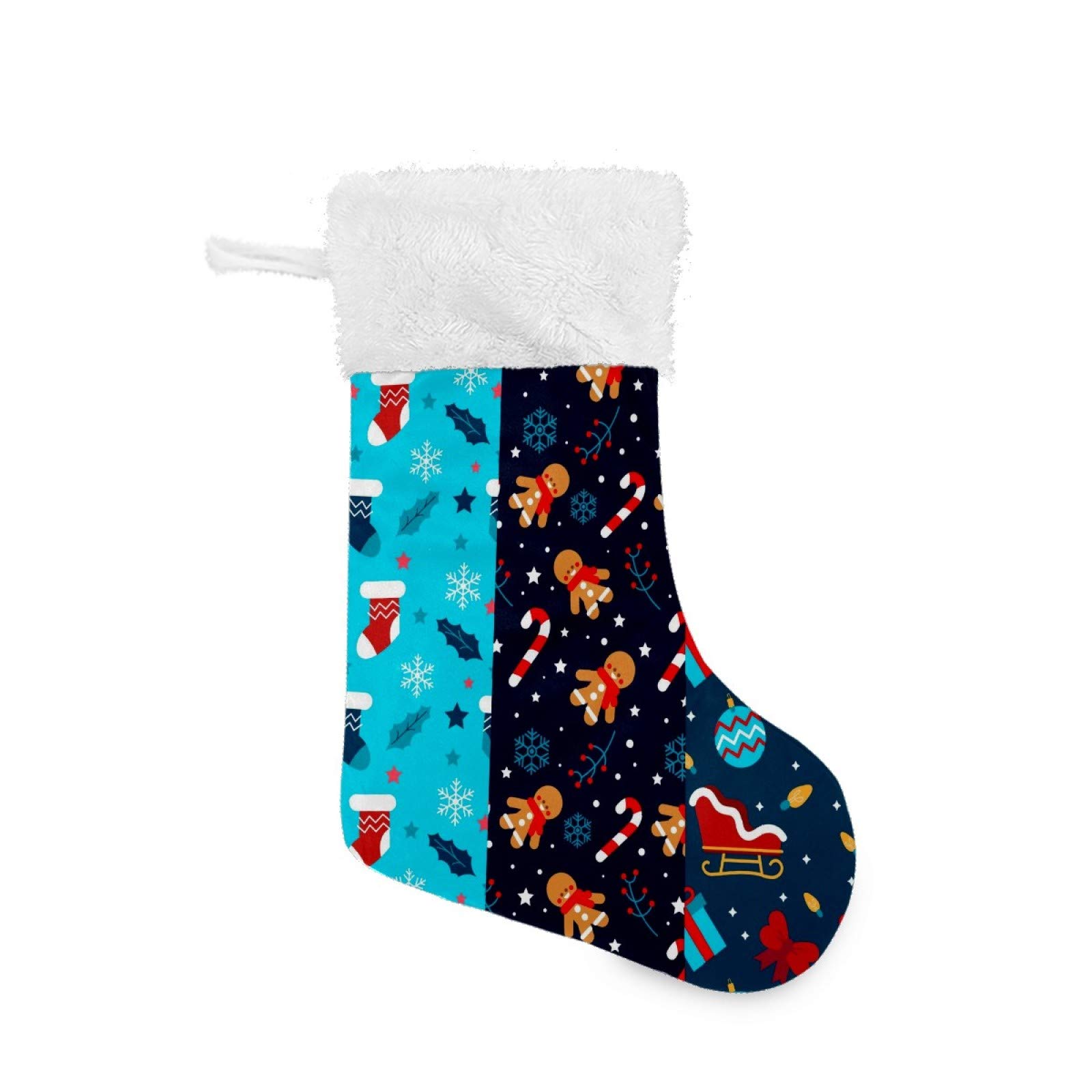 Cartoon Christmas Stockings with Plush Faux Fur Cuff - Holiday Decor for Fireplace, Xmas Party & Family Gifts | Candy Socks, Festive Home Decorations for Christmas Tree & Mantel
