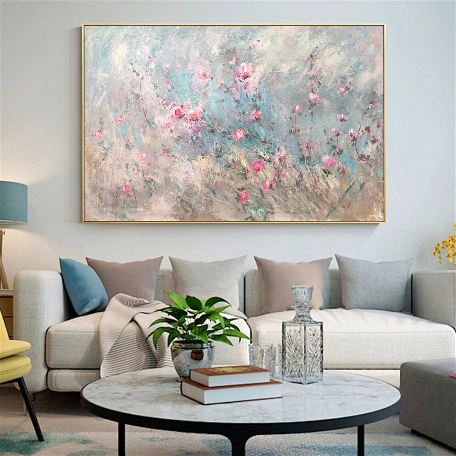 Beautiful Flower and Tree Painting #FT110 - Handmade Canvas Art for Home Decor, Office, Living Room & Bedroom Wall