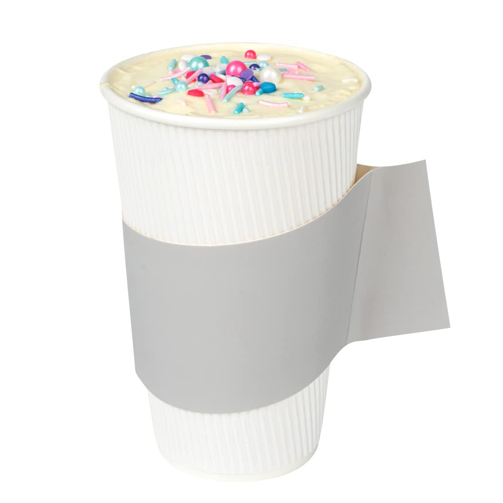 Restpresso 1000 Disposable Hot Coffee Cup Sleeves with Handle - Fits 12oz, 16oz & 20oz Cups | Gray Paper Coffee Jackets for Takeout, Cafes & Office Break Rooms (Cups Sold Separately)