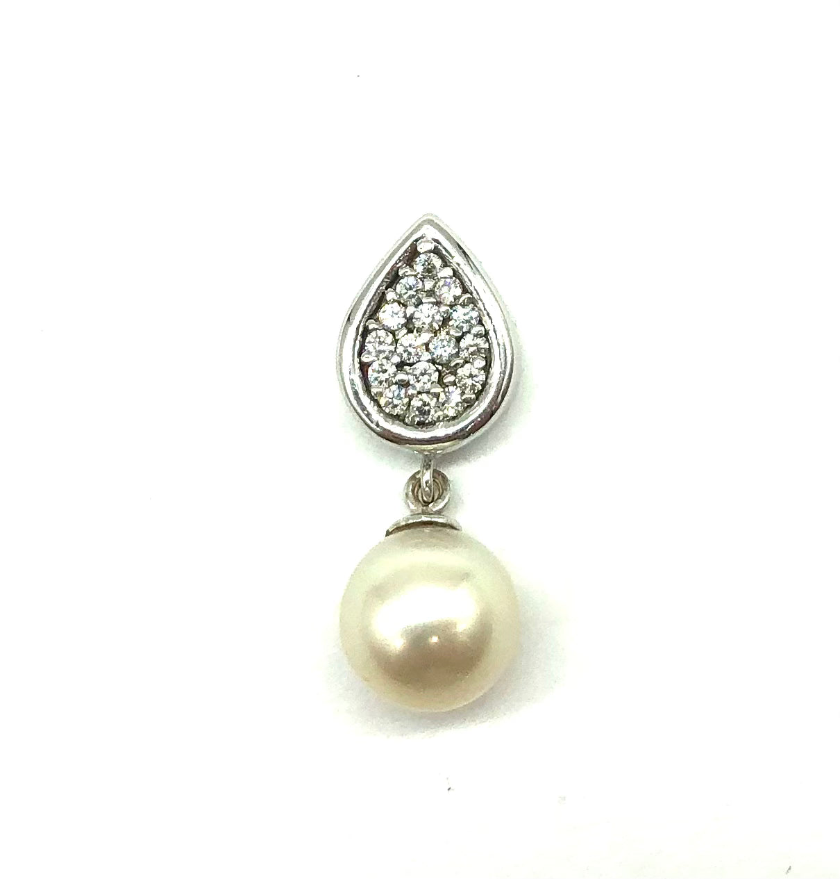 Exquisite Pearl and Diamond Dangle Pendant Necklace - Elegant Jewelry for Women, Perfect for Weddings, Parties & Special Occasions