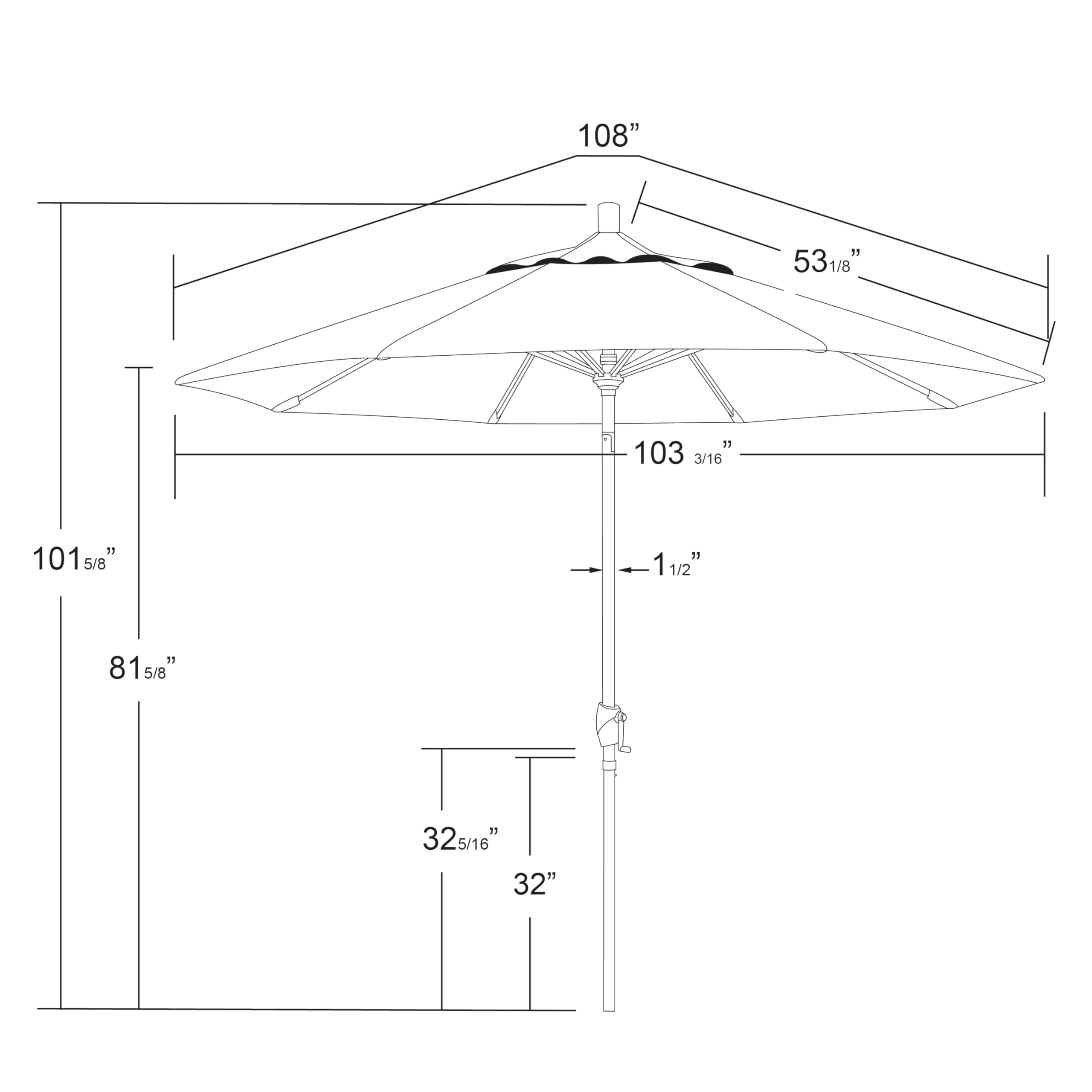 9' Round California Market Umbrella with Crank Lift & Push Button Tilt - Bronze Aluminum Pole & Sunbrella Gateway Blush Fabric - Perfect for Patio, Garden, Poolside, and Outdoor Dining Areas