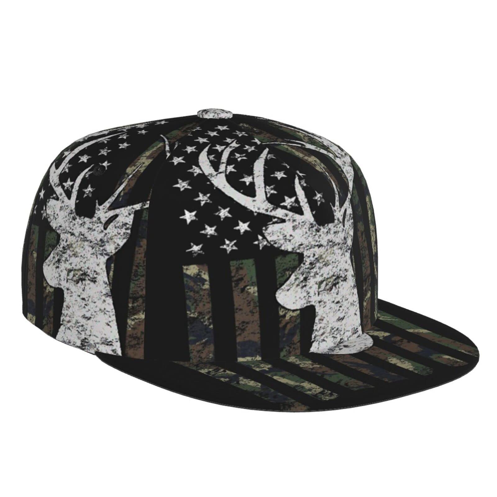 Yonjiq Deer Camo Camouflage Baseball Cap with American Flag - Adjustable Trucker Hat for Men & Women - Perfect for Hunting, Outdoor Adventures & Casual Wear