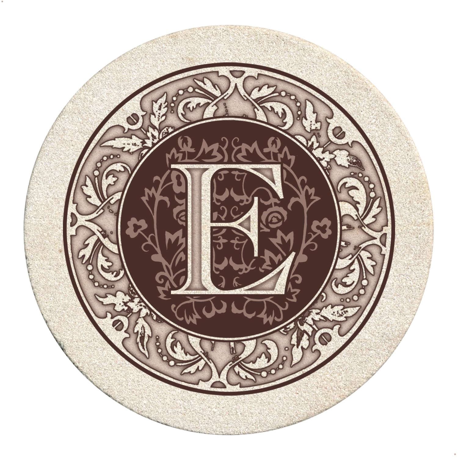 Thirstystone Monogram Letter E Absorbent Sandstone Coaster Set of 4 - Made in USA, Decorative & Functional Drink Coasters for Home, Office, Bar - Perfect for Protecting Tables from Water Rings & Stains