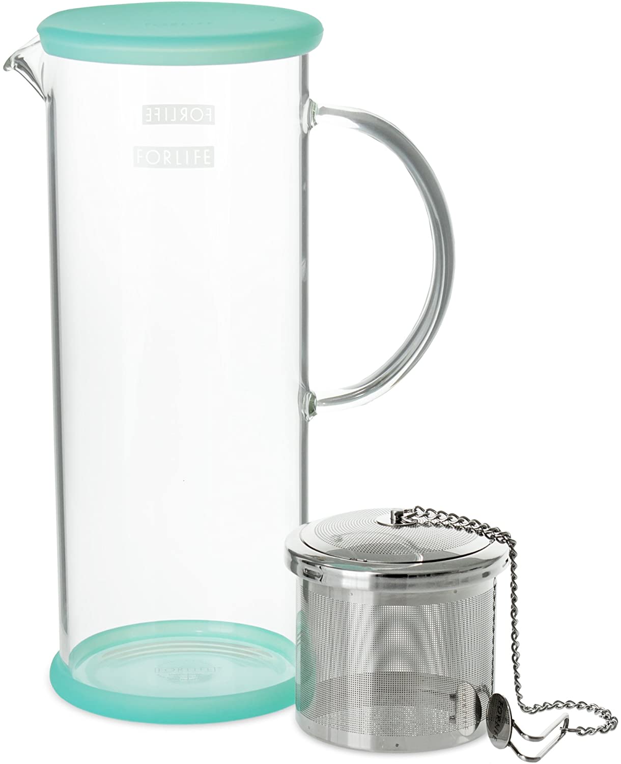 FORLIFE LUCENT 48oz Glass Iced Tea Pitcher with Removable Tea Infuser - BPA-Free, Perfect for Mint Iced Tea, Lemonade & Summer Beverages - Great for Parties, BBQs & Outdoor Gatherings