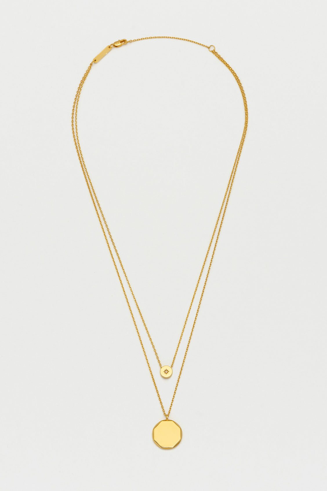 Double Chain CZ Slider and Disc Necklace for Women - Elegant Layered Pendant Necklace for Party, Date Night & Special Occasions