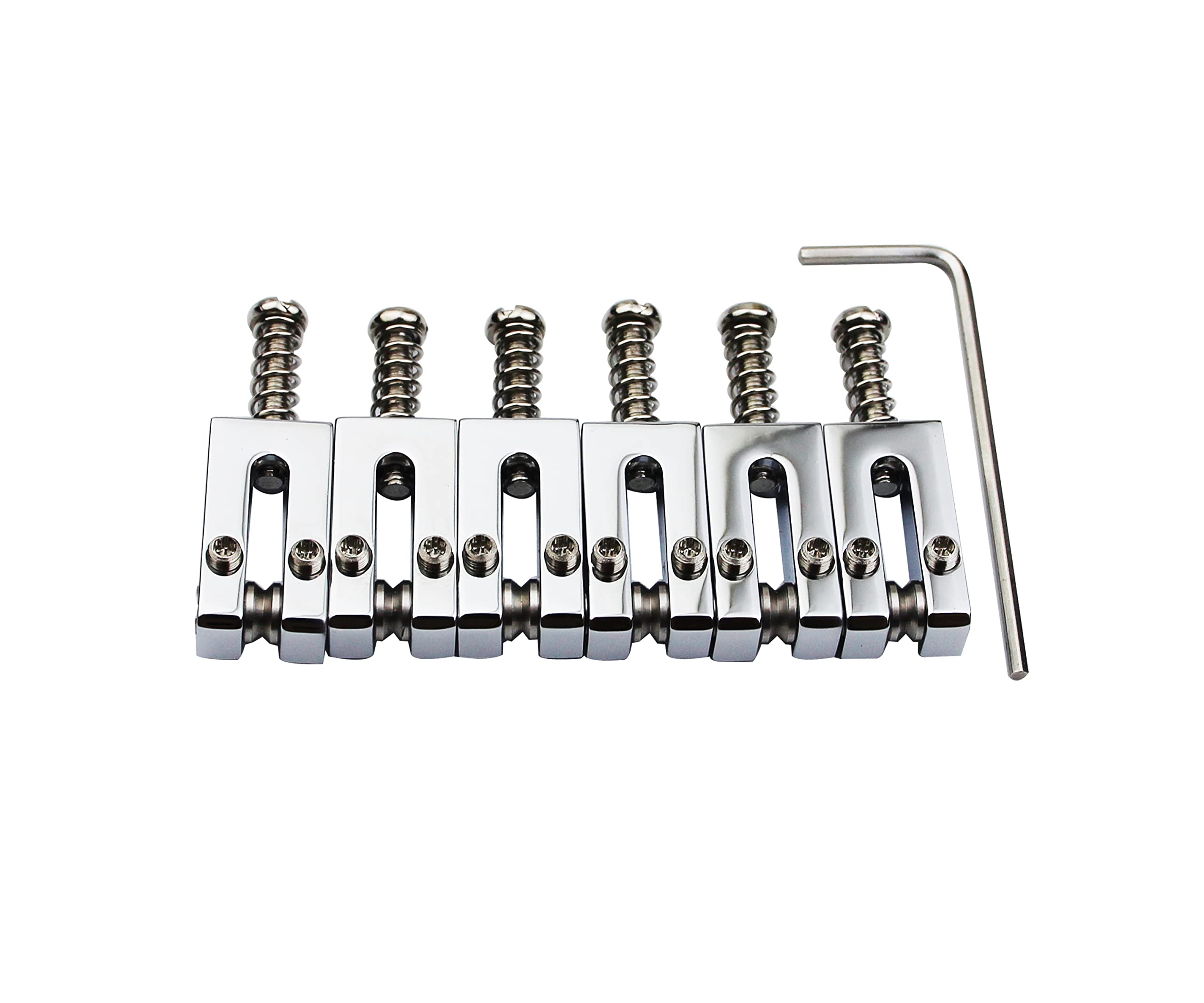 Guyker 10.5MM Brass Tremolo Bridge Saddles for Strat ST & Tele TL Electric Guitars - 6 Pack Chrome Plated Modern Guitar Parts | Perfect for Guitar Upgrades, Repairs and Custom Builds