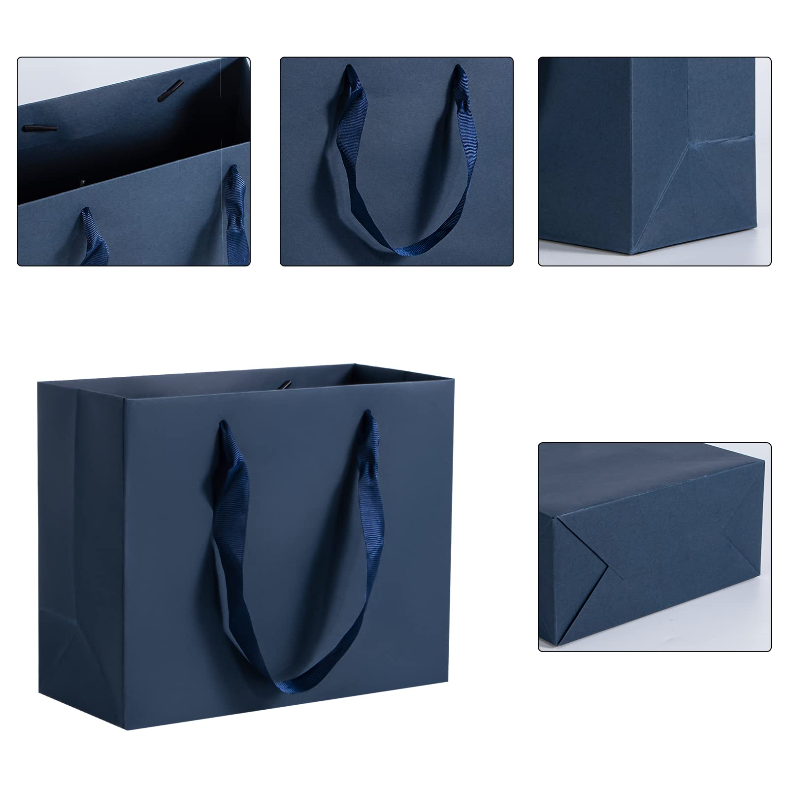 Premium Navy Blue Gift Bags 25-Pack - 8.7