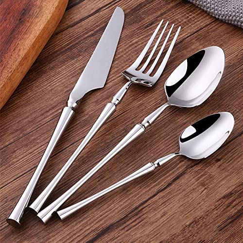 Premium 24-Piece Stainless Steel Flatware Set - Knife, Fork & Spoon for Restaurant, Home, Kitchen & Party - Elegant Black Cutlery for Fine Dining, Entertaining & Everyday Use