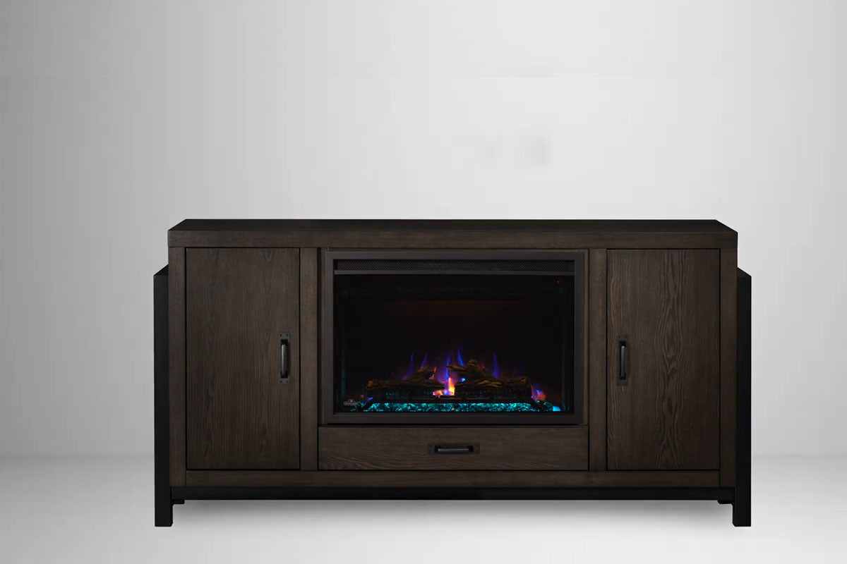 Napoleon Franklin 30'' Oak Media Console with Electric Firebox - Perfect for Living Room Home Theater & Cozy Fireplace Ambience