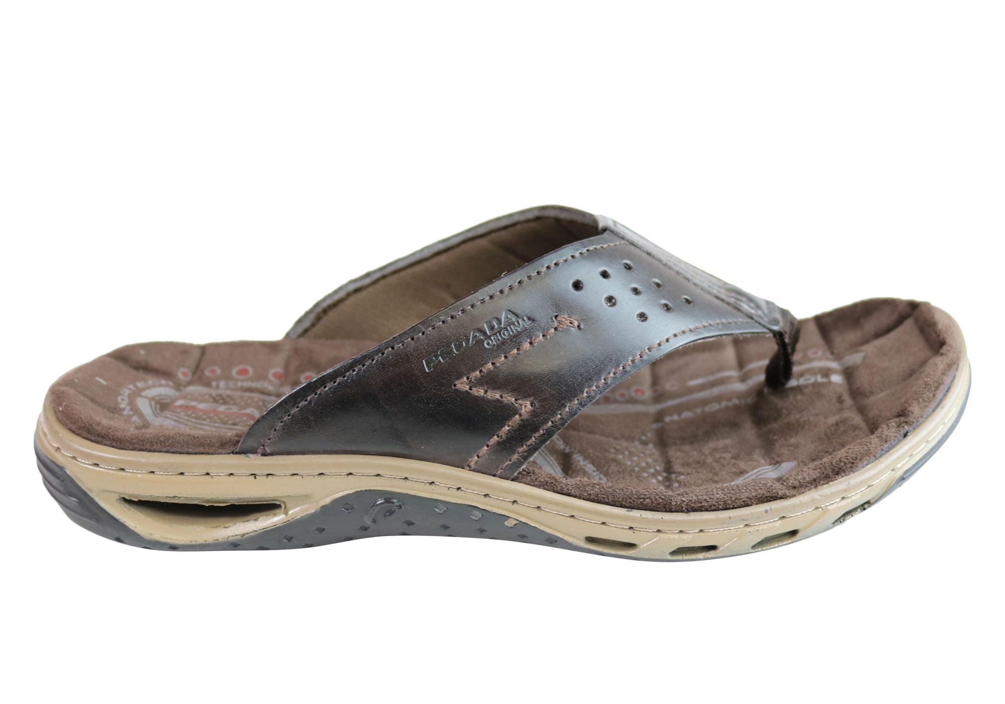 Premium Men's Leather Thong Sandals with Cushioned Comfort - Handcrafted in Brazil - Perfect for Beach, Pool & Casual Summer Wear