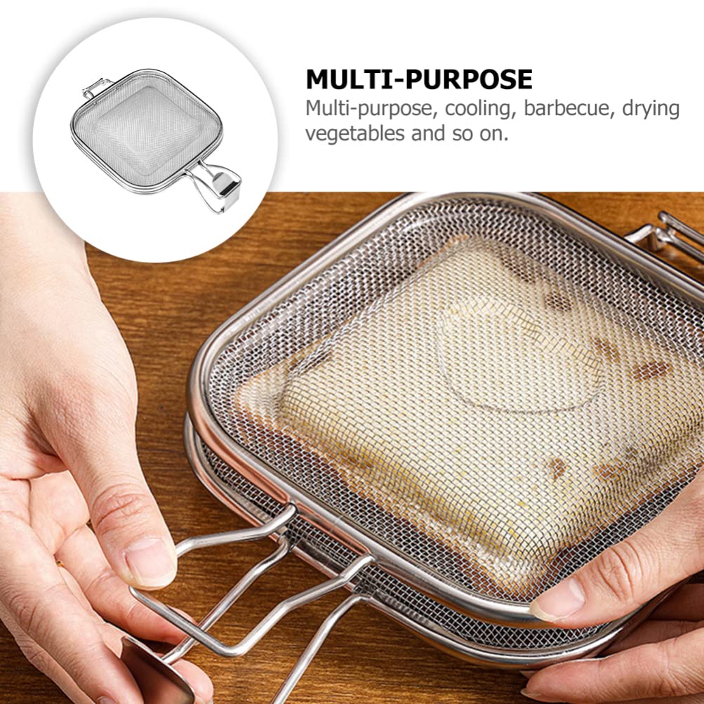 PACKOVE Stainless Steel Sandwich Cage Toaster Clip & Grill Press - Perfect for Grilled Cheese, Panini & Breakfast Sandwiches - Ideal for Home Kitchen & Camping Cooking Accessories
