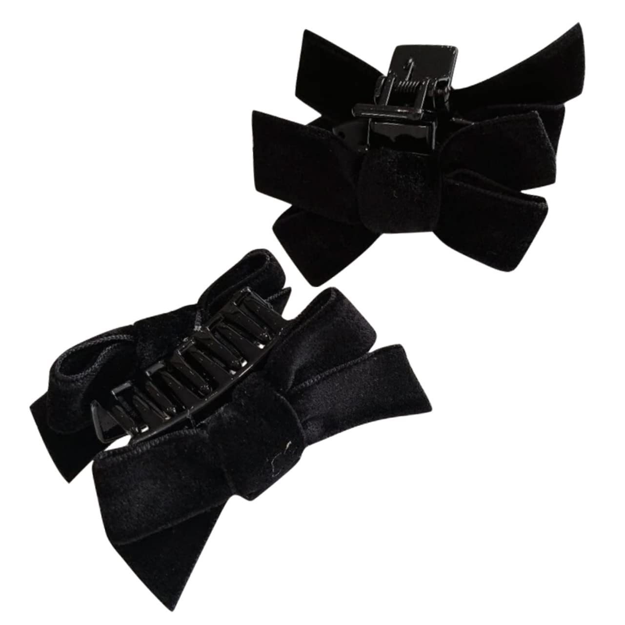 FRCOLOR 2pcs Velvet Butterfly Hair Clips for Women & Girls - Korean Style Barrettes for Thin Hair, Bangs & Side Styling - Black Hair Accessories for Teens, Everyday Wear & Special Occasions
