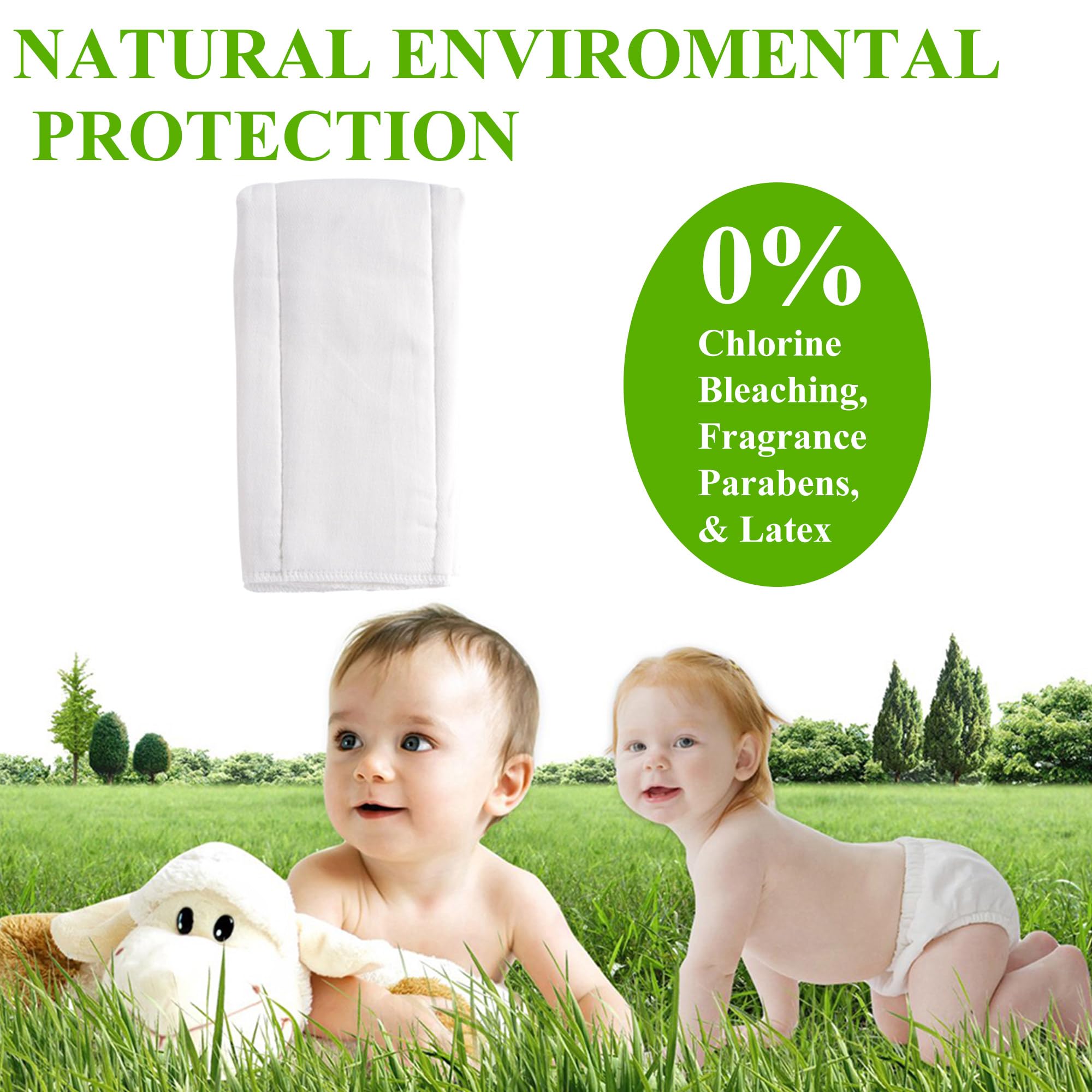 6-Ply Premium Cloth Diapers & Burp Cloths - Ultra Absorbent Washable Cotton Reusable Baby Diapers for Newborns & Toddlers (6/10/12 Pack) - Perfect for Daycare, Travel & Eco-Friendly Parenting