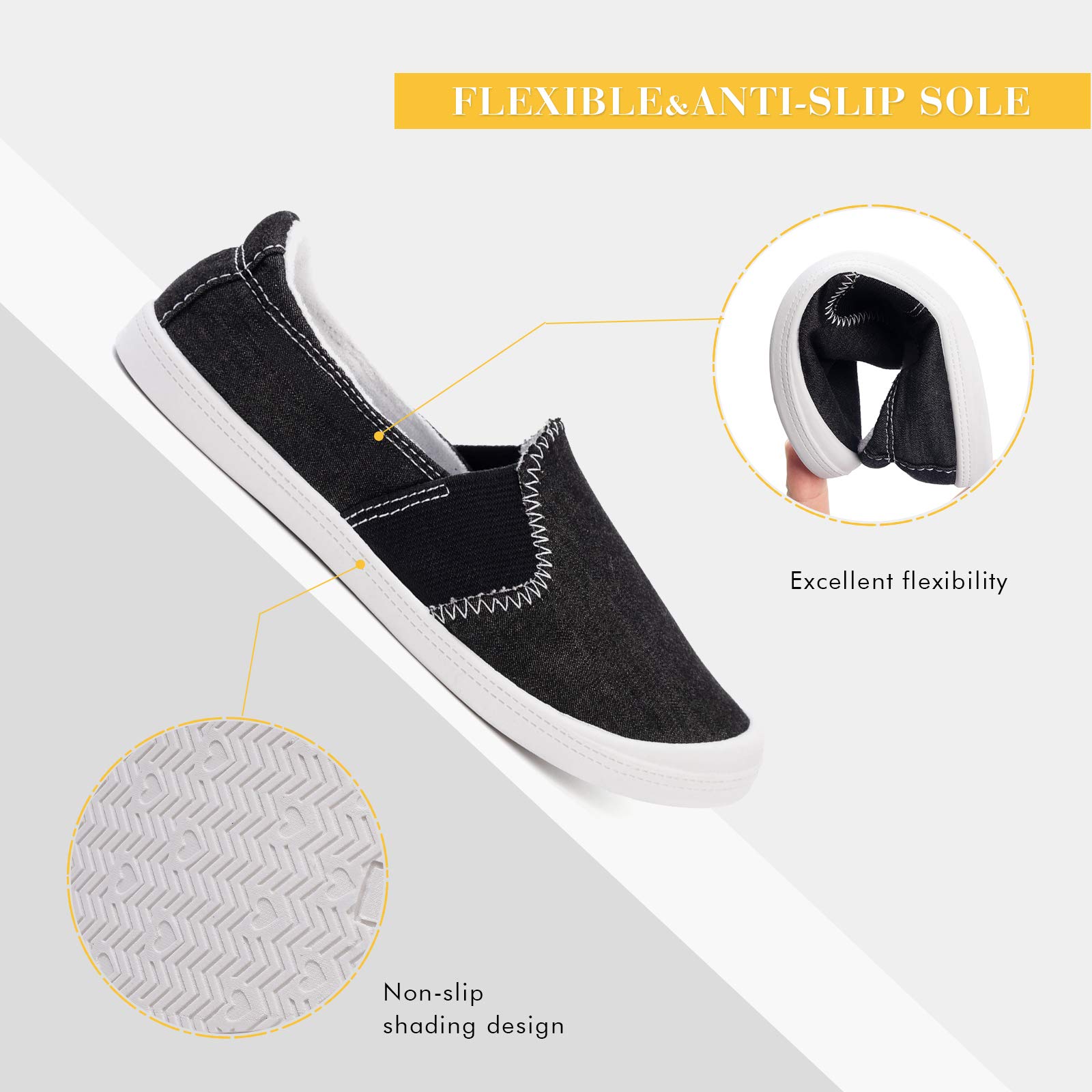 FunkyMonkey Women's Comfortable Low Top Canvas Slip-On Sneakers - Classic Casual Walking Shoes for Everyday Wear, Travel & Light Exercise