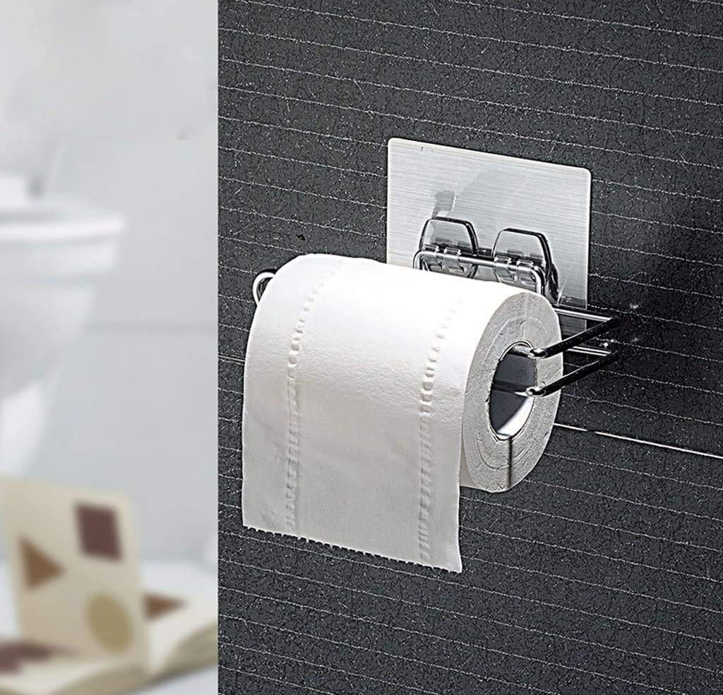 ZIVIK 2-Pack Stainless Steel Self-Adhesive Toilet Paper Holder - No Drill Wall Mounted Bathroom Tissue Roll Rack - Strong Adhesive for Kitchen, Bathroom, RV (Silver) - Perfect for Small Spaces & Rental Homes