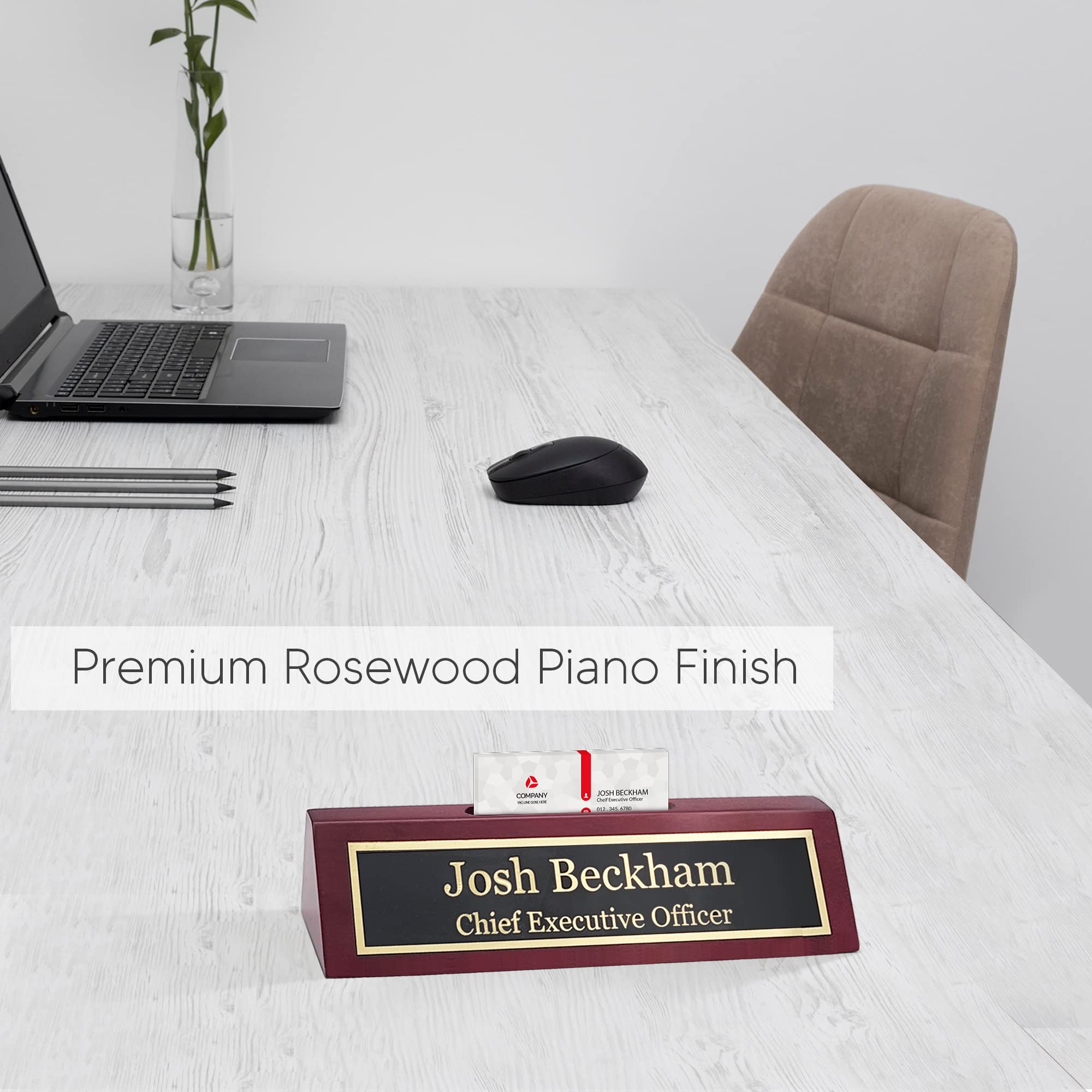 Custom Engraved Wood Name Plate for Desk | Personalized Office Name Plaque Gift (2