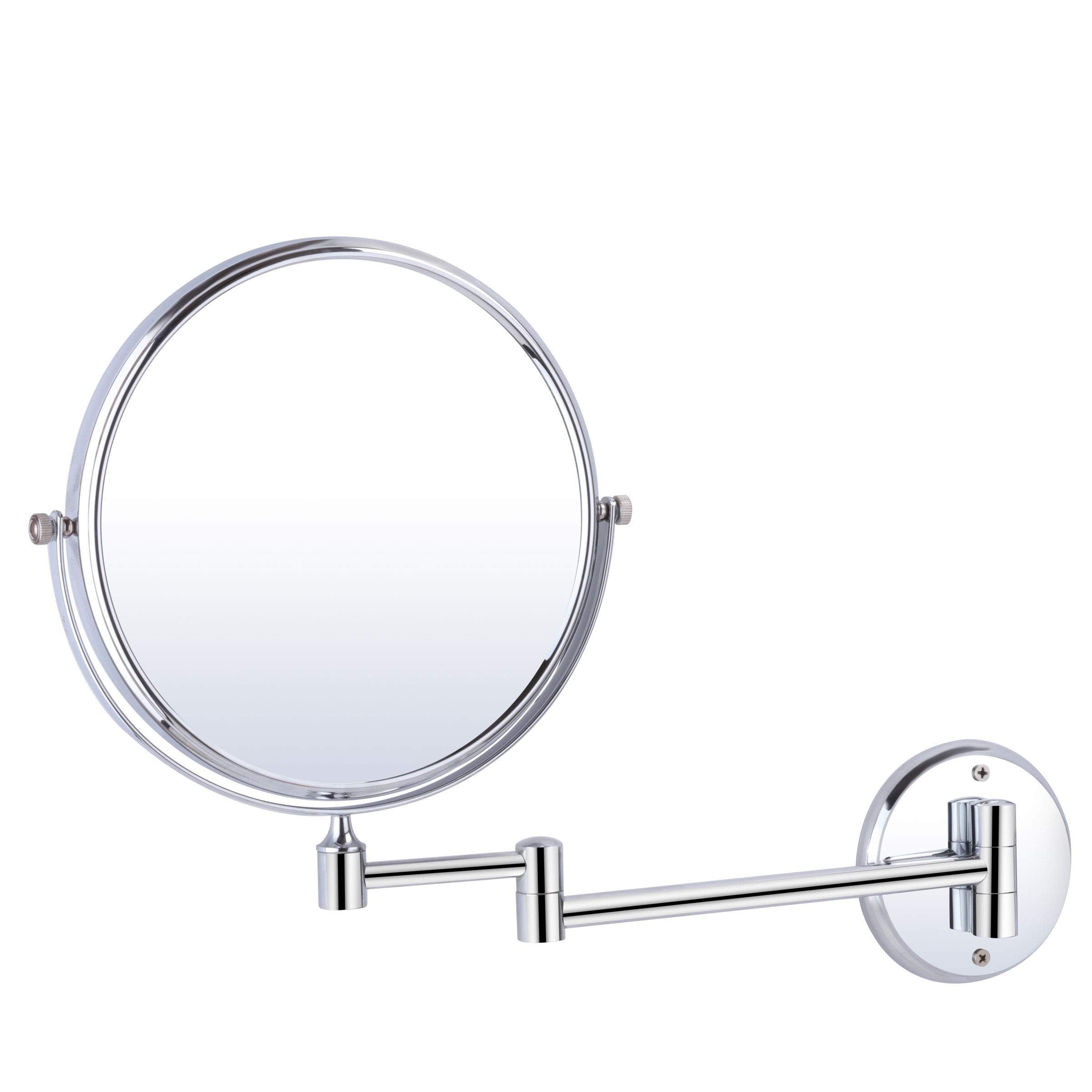 USF Bathroom Makeup Mirror with 5X Magnifying Glass - Adjustable Wall Mounted Shaving Mirror for Vanity, Cosmetic Application & Grooming (Silver Round Frame) - Perfect for Bathrooms, Dressing Rooms & Bedrooms