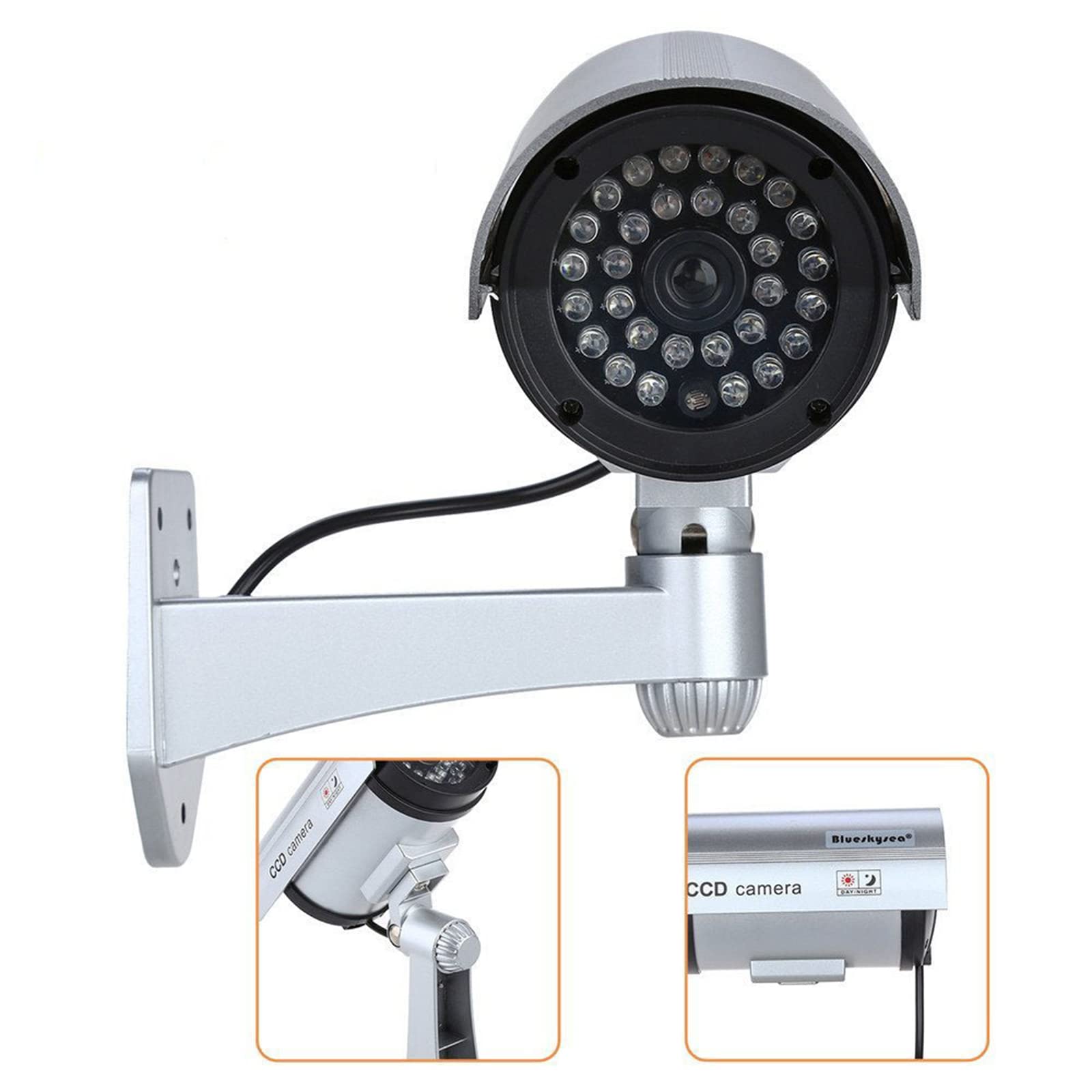 Fake Security Camera with Flashing LED - Dummy Surveillance Camera for Indoor & Outdoor Use | Home & Business Theft Deterrent | Perfect for Garage, Yard, and Office Security