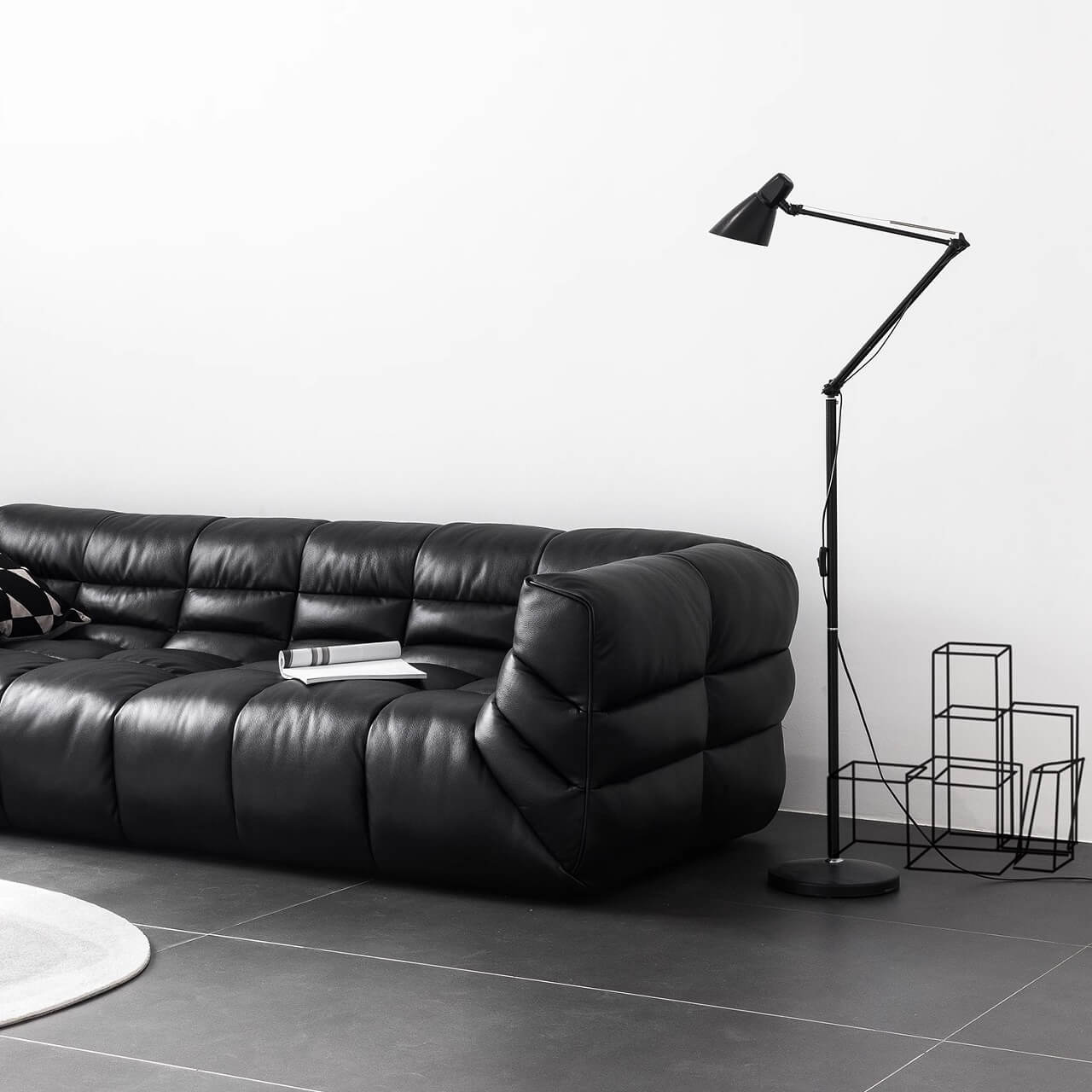Modern Black Microfiber Leather Sectional Sofa with Solid Wood Frame - Comfortable L-Shaped Couch for Living Room, Home Theater & Office Lounge