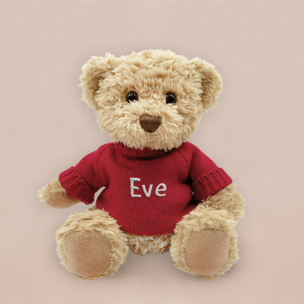 Personalized Red Bertie Bear - Custom Plush Toy for Kids, Gifts & Nursery Decor | Perfect for Birthdays, Baby Showers & Cuddling