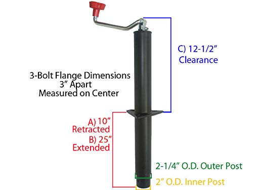 RAM A-Frame Trailer Jack with Foot and Mounting Hardware - Heavy Duty Stabilizer for Campers, Boats, and Utility Trailers