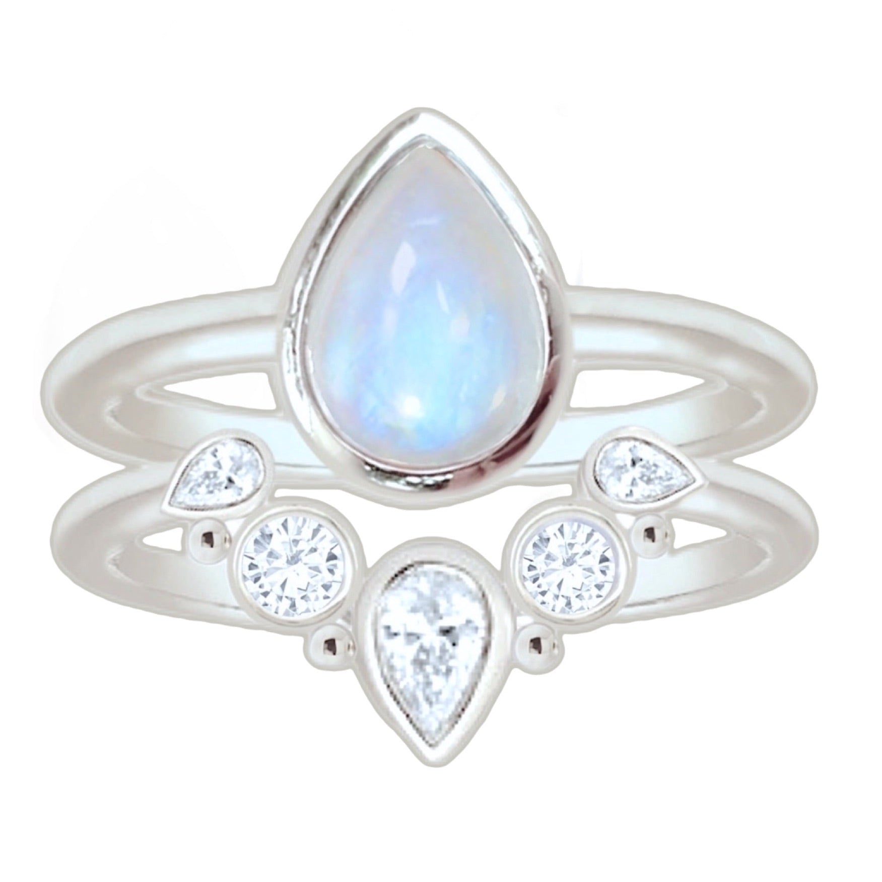 Laihas Queen of Cups Topaz and Moonstone Ring Set - Elegant Gemstone Jewelry for Women, Perfect for Weddings, Parties & Special Occasions