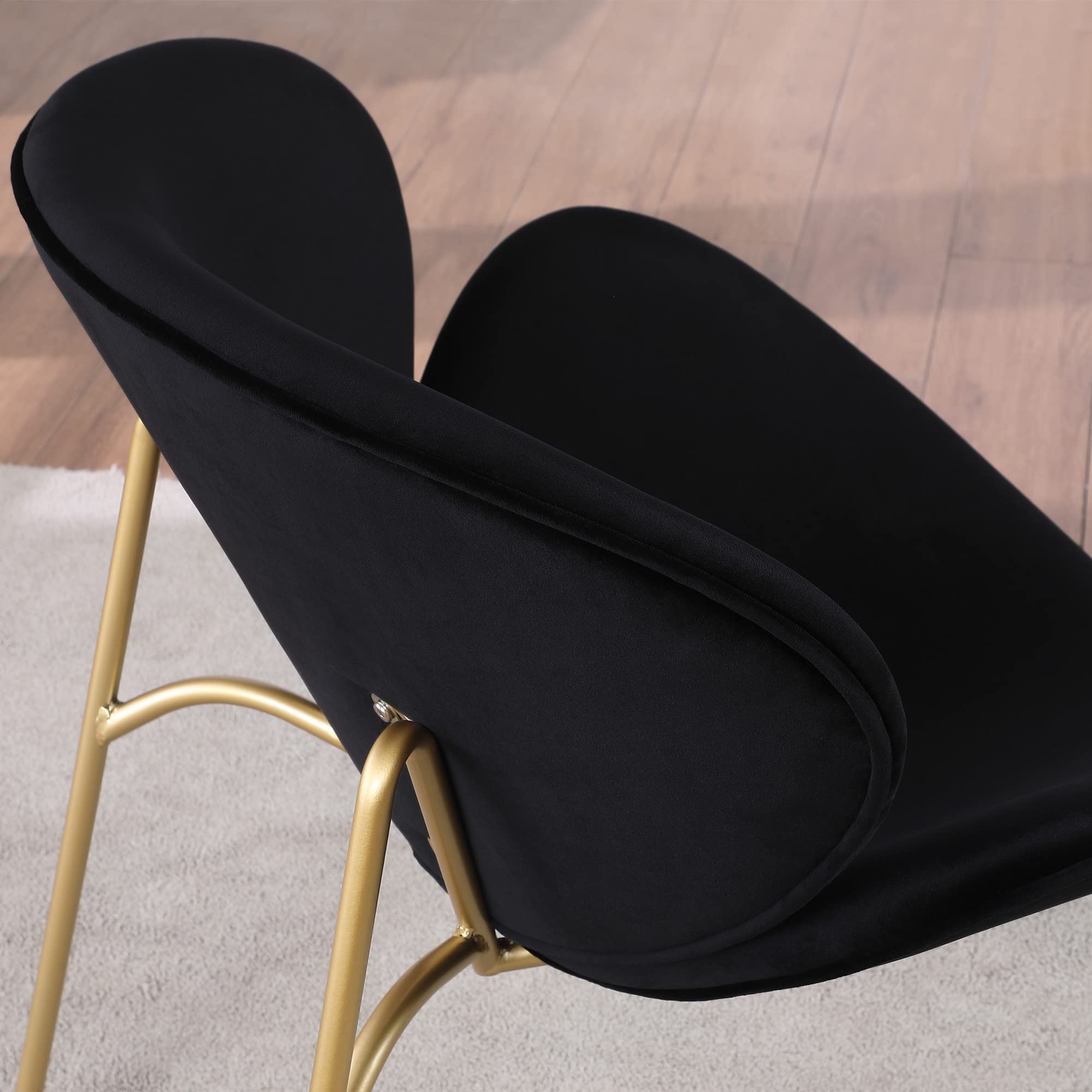 Yoluckea Velvet Vanity Chair Set of 2 - Modern Upholstered Living Room Chairs with Gold Metal Legs - Elegant Makeup Desk & Dining Side Chair with Arced Seat & Back - Perfect for Bedroom, Kitchen, Dining Room & Home Office Decor