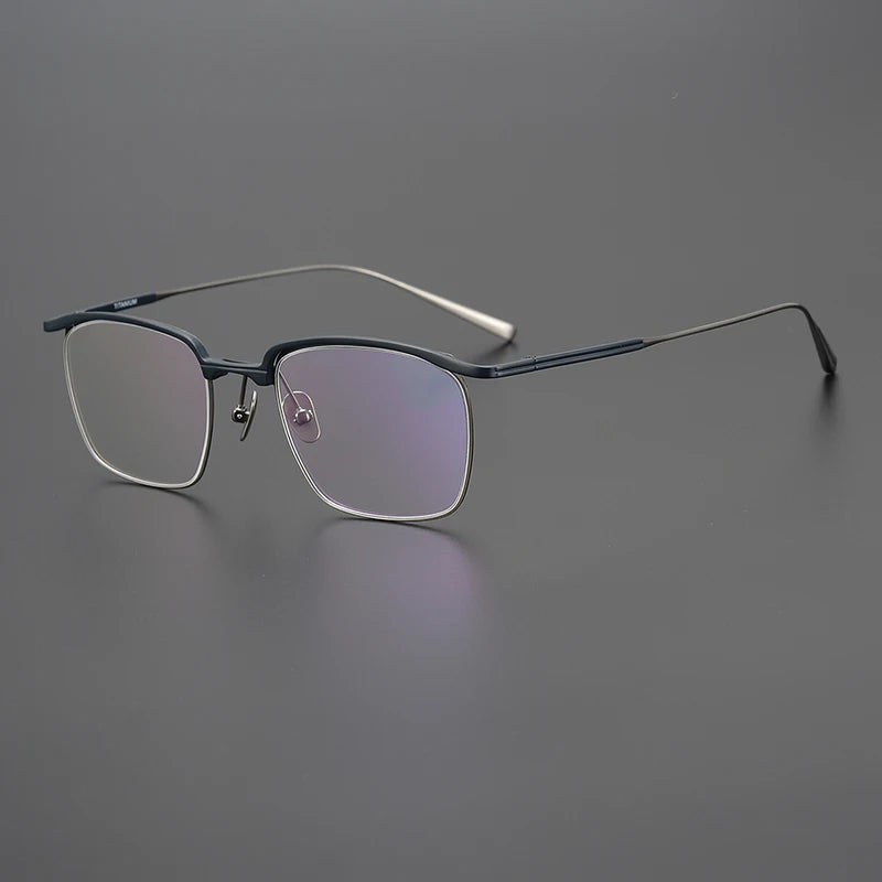 Stylish Black Titanium Square Frame Eyeglasses for Men - Lightweight & Durable Full Rim Glasses (Model 63145) - Perfect for Work, Reading & Everyday Wear
