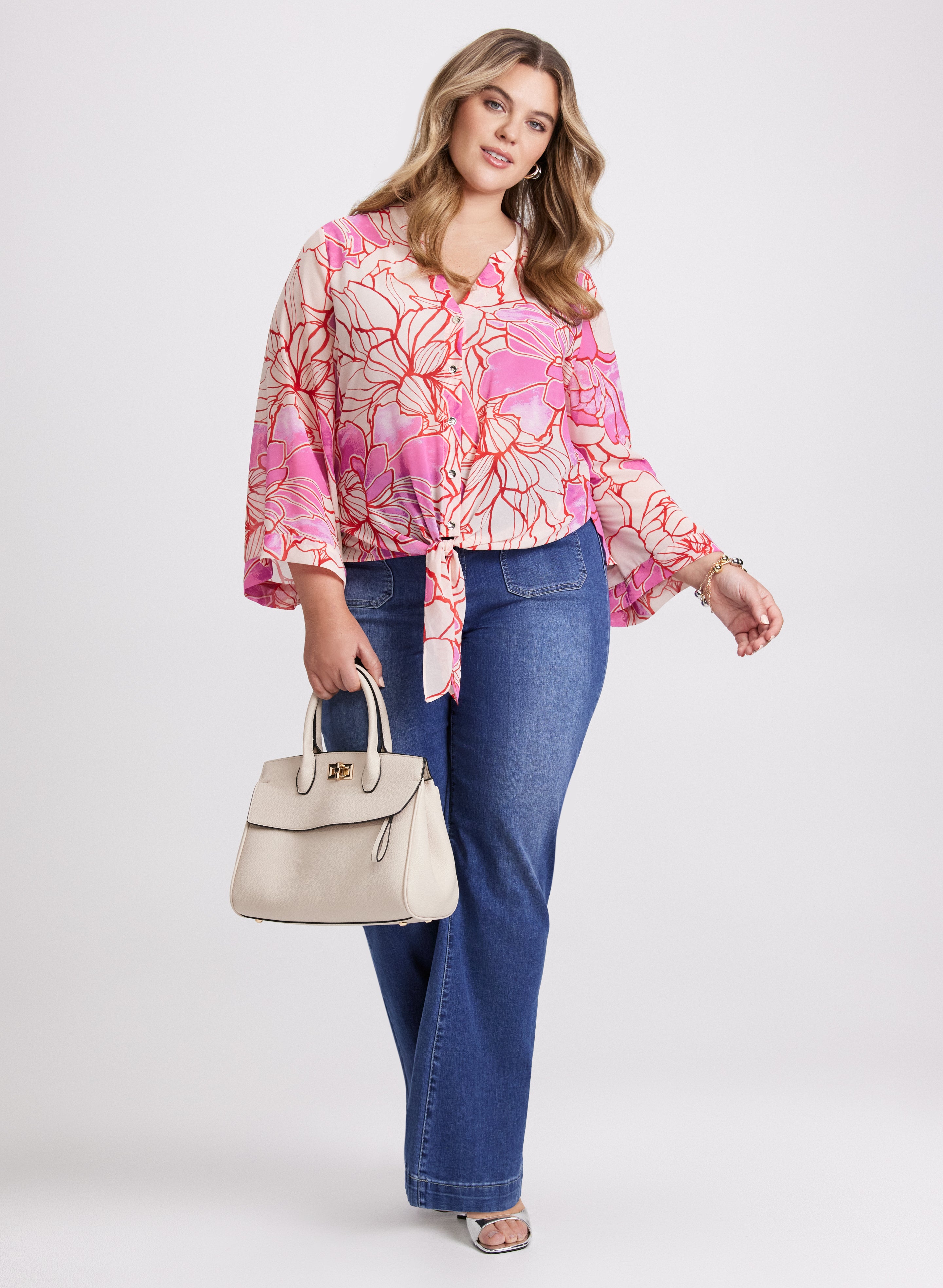 Floral Print Blouse for Women - Elegant Flowy Summer Tops - Perfect for Office, Date Night & Casual Outings